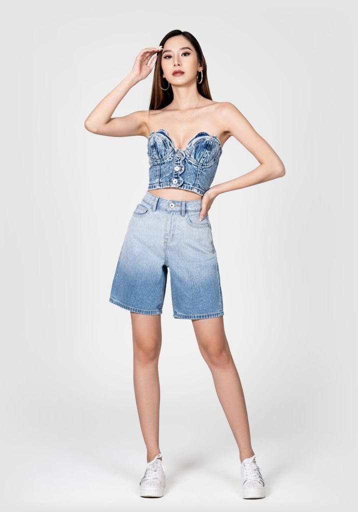 Áo Bra Nữ Cách Điệu Cánh Hoa Màu Xanh Sáng. Bright Blue Petal Style Women's Bra - 223WD1017F2