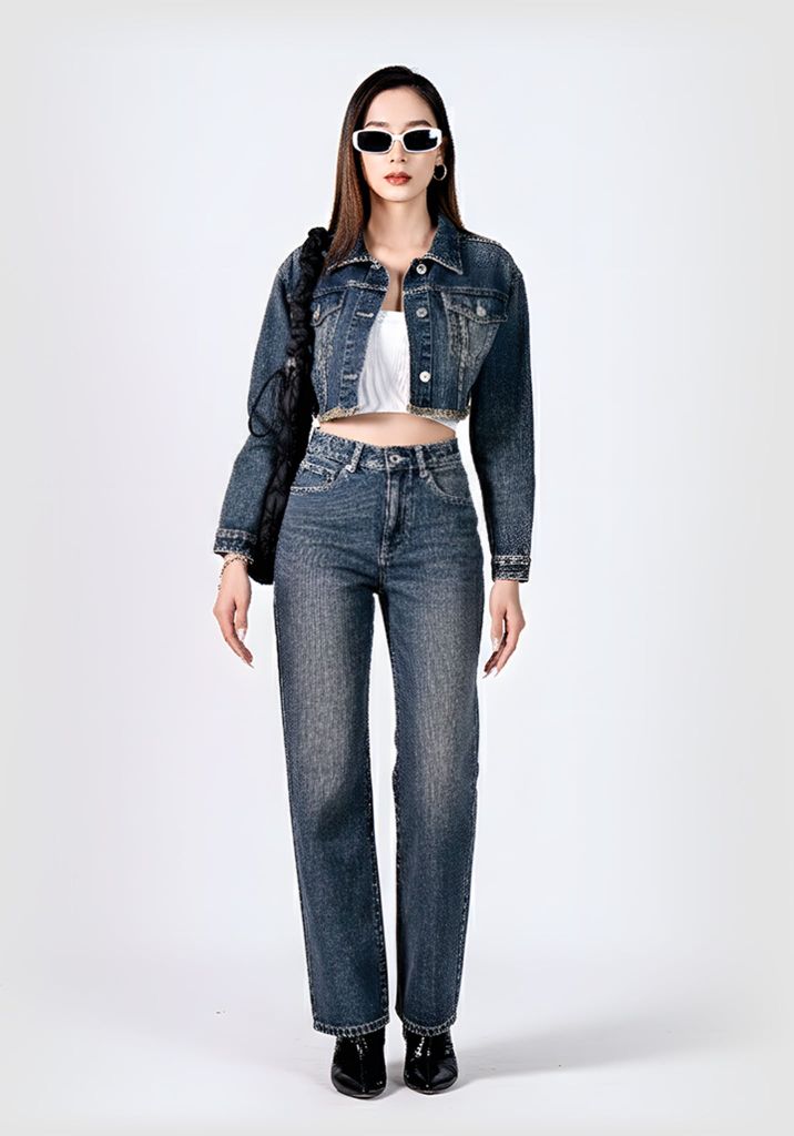 Áo Khoác Nữ Croptop Dáng Rộng Tua Lai. Women's Loose Tassel Crochet Jacket - 223WD1044F3