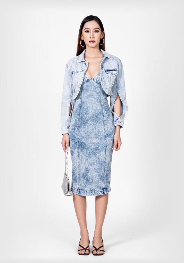 Áo Khoác Jeans Nữ Dáng Lửng Bolero Jacket Dài Tay. Women's Bolero Jacket Long Sleeve Jeans Jacket - 223WD2042F1