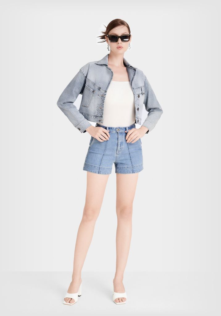 Áo Khoác Denim Nữ Form Rộng Dáng Lửng - Women's Loose Fit Denim Jacket - 223WD2044F1