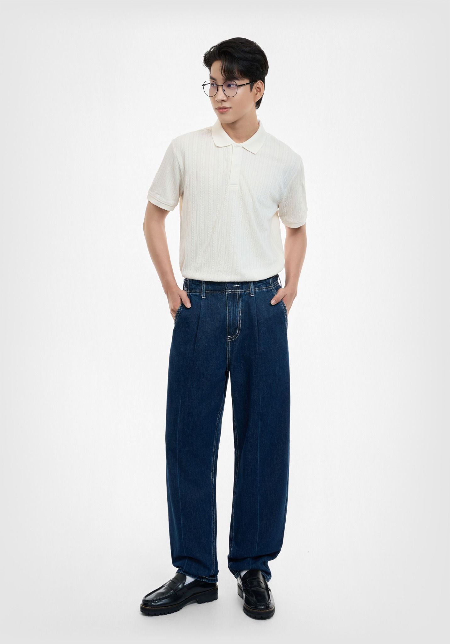 QUẦN DÀI NAM DENIM DARK BLUE LASER LY FORM BAGGY (TAILOR DENIM) - 224MD3089F2