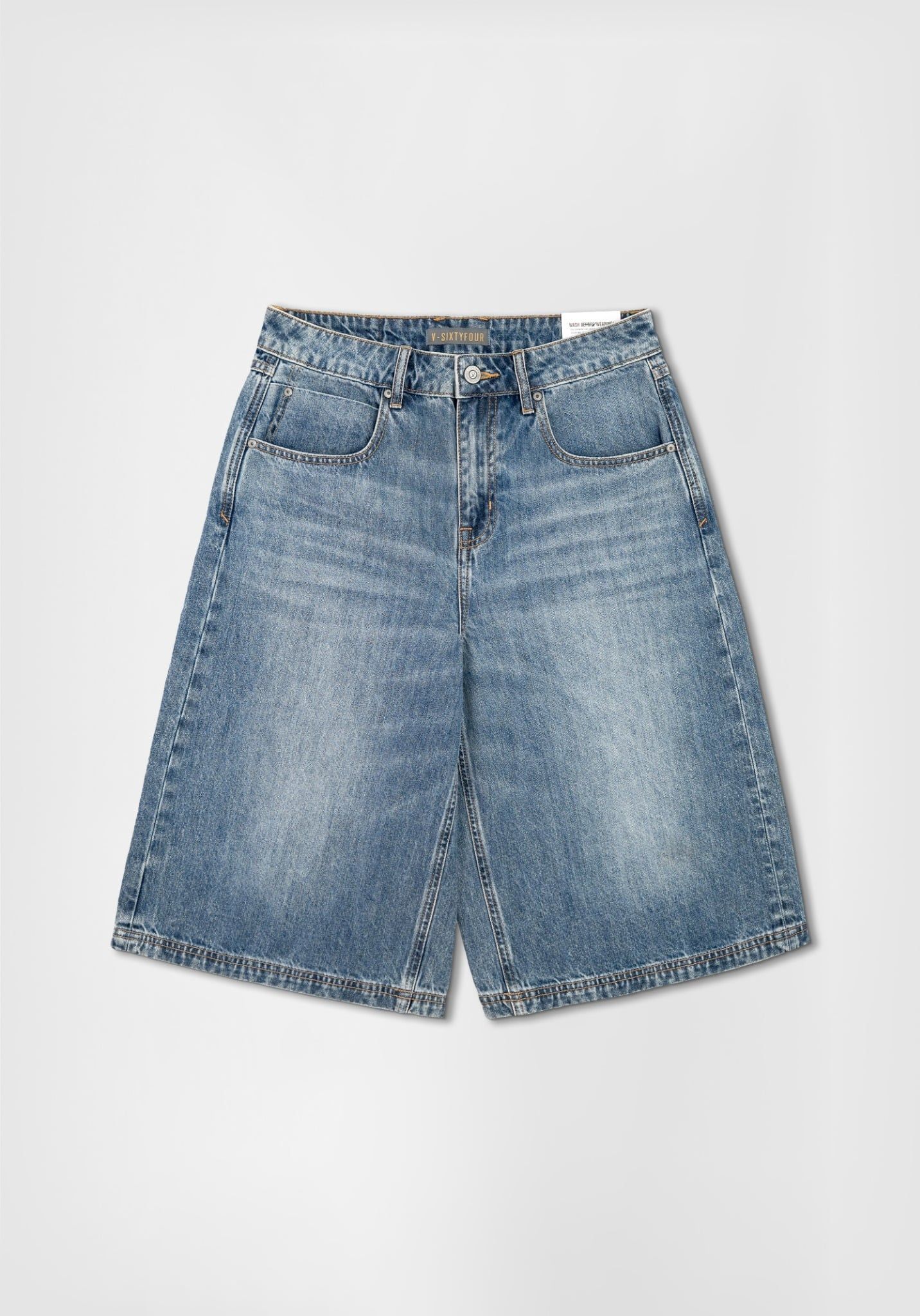 Quần short nam dáng rộng V-SIXTYFOUR chất jean cao cấp, mềm mại, co dãn - 224MD3103B2