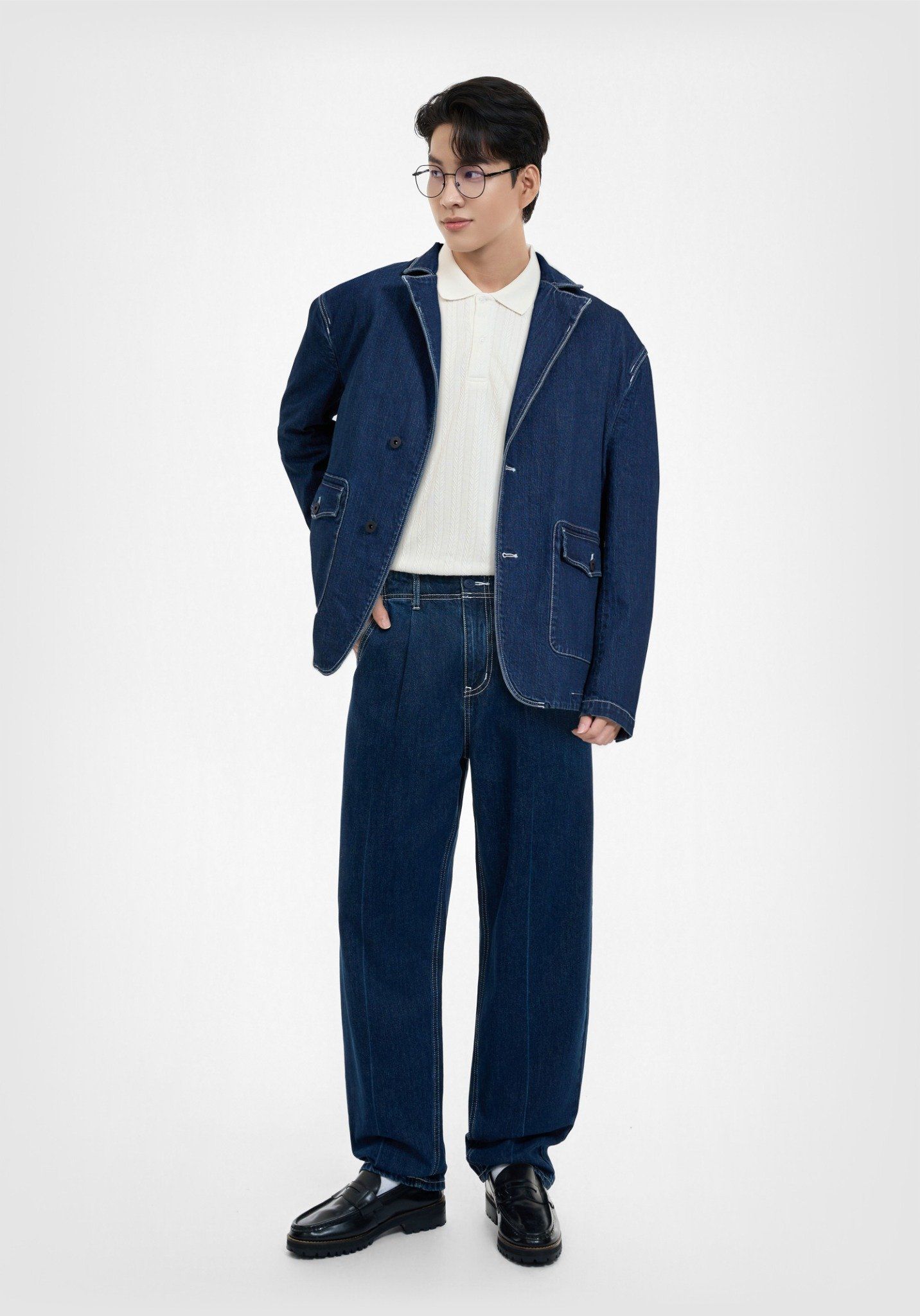 ÁO KHOÁC BLAZER DENIM FORM RỘNG (TAILOR DENIM) - 224MD4072F2