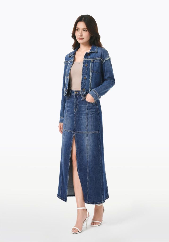 ÁO KHOÁC NỮ DENIM DARK BLUE  FORM CROP - 224WD1044F1