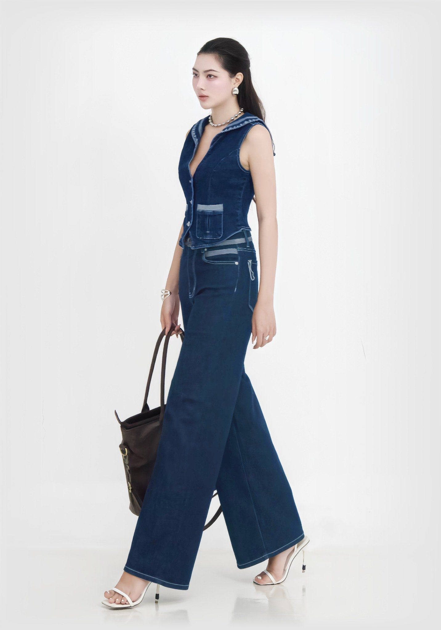 ÁO GILET DENIM MEDIUM BLUE PHONG CÁCH THỦY THỦ (Colab Copper Denim) - 224WD1045F1