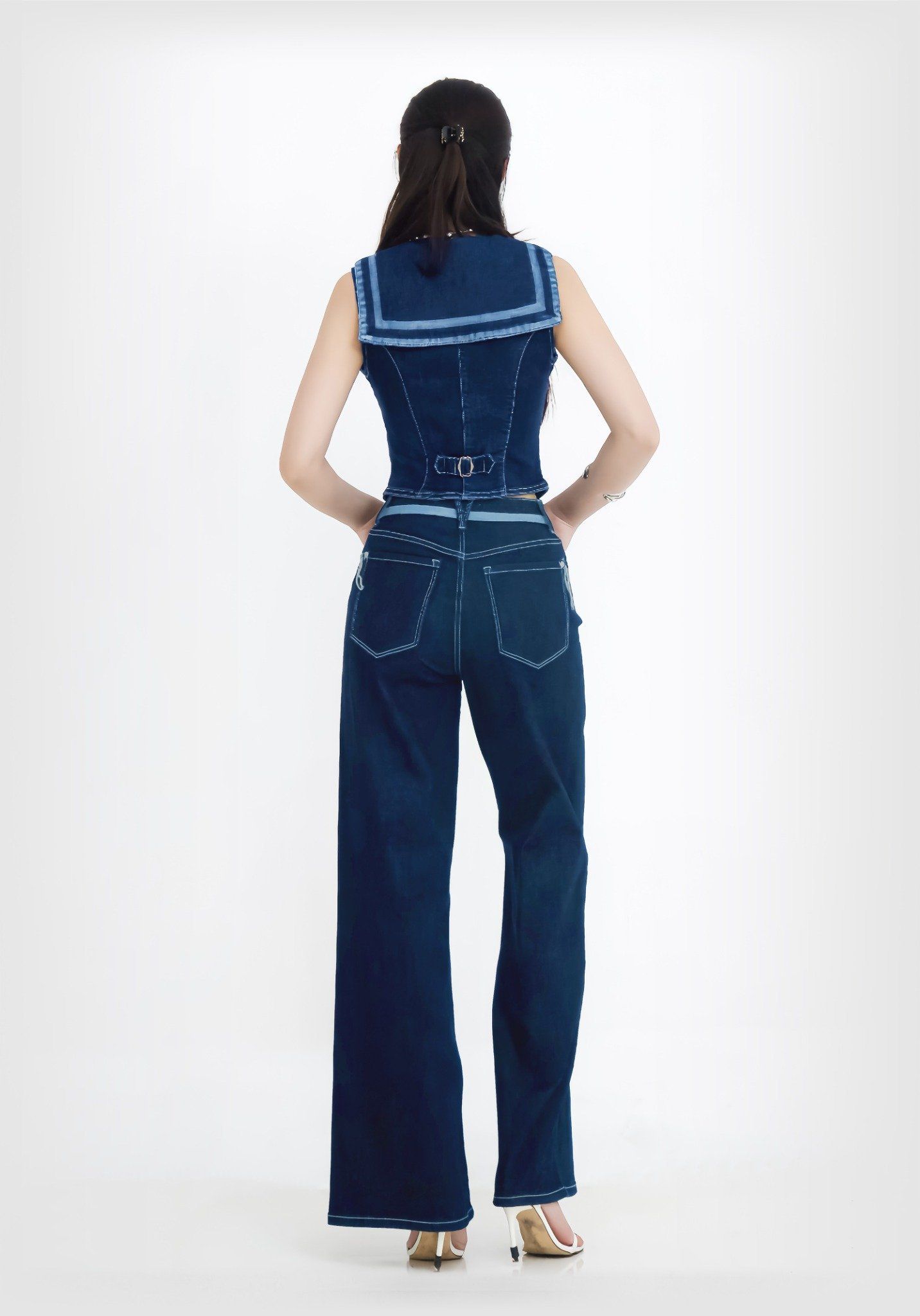ÁO GILET DENIM MEDIUM BLUE PHONG CÁCH THỦY THỦ (Colab Copper Denim) - 224WD1045F1