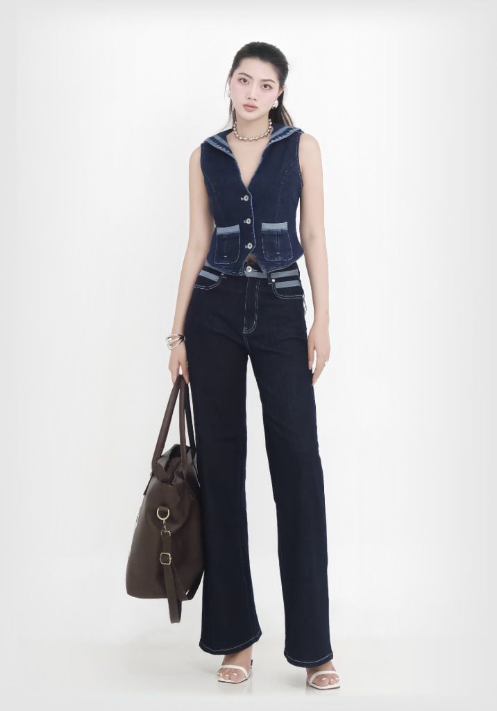 ÁO GILET DENIM DARK BLUE PHONG CÁCH THỦY THỦ (Colab Copper Denim) - 224WD1045F1