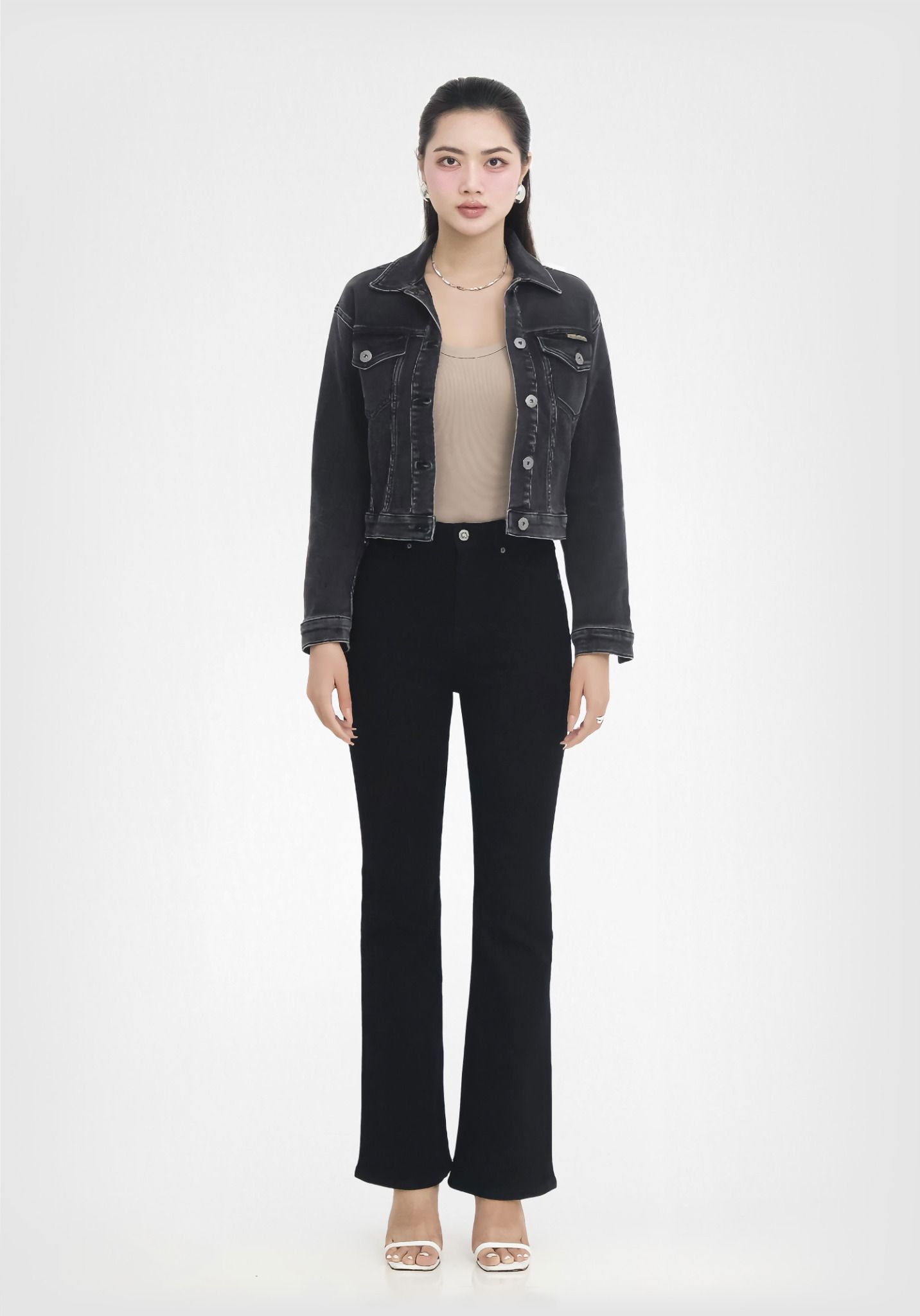 ÁO KHOÁC NỮ DENIM GREY FORM TYPE 3 CROP - 224WD1049B1