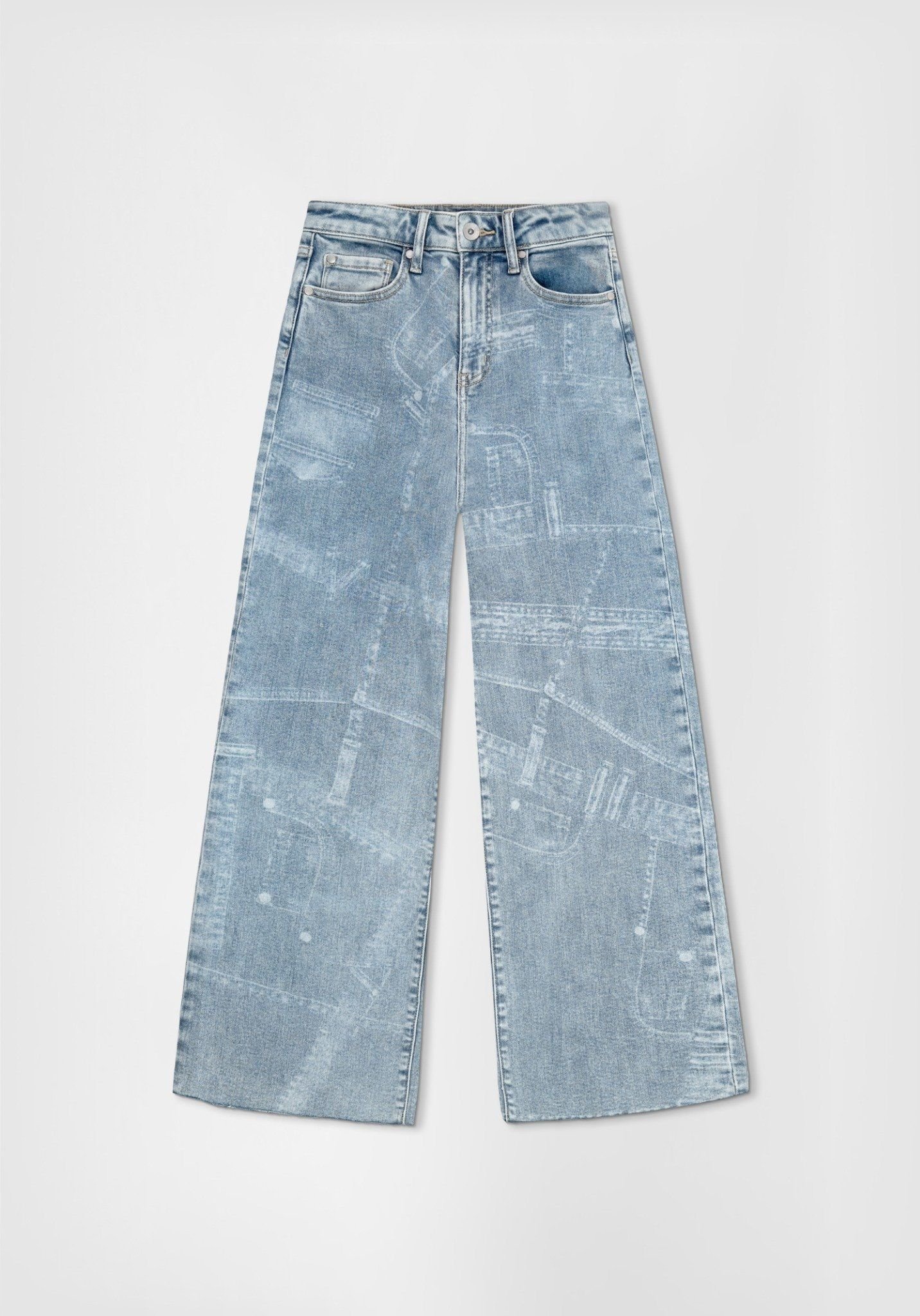 QUẦN DÀI NỮ DENIM LIGHT BLUE LASER FORM WIDE LEG - 224WD1085F4