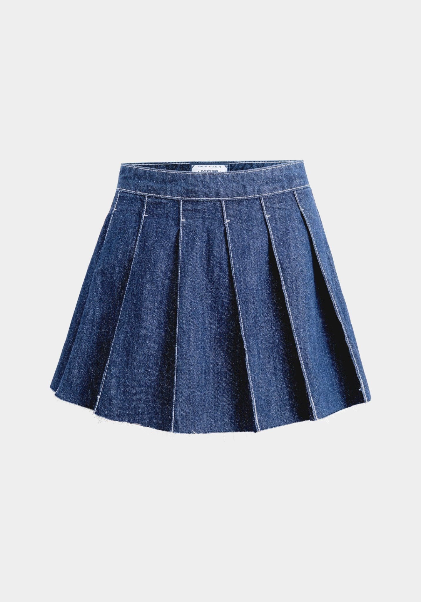 VÁY NGẮN DENIM MED/DARK BLUE XẾP LY FORM A (CÓ QUẦN BẢO HỘ) - 224WD1113F1