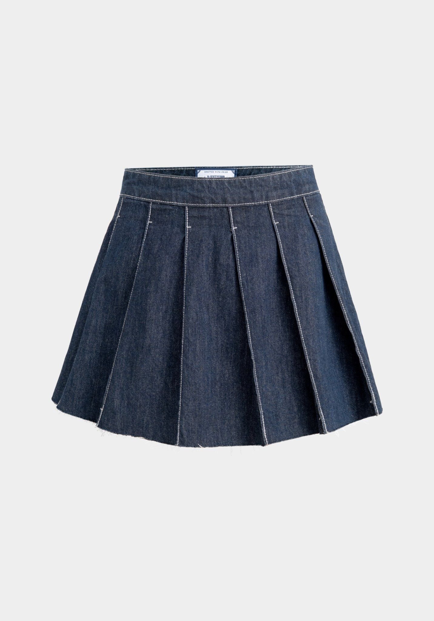 VÁY NGẮN DENIM MED/DARK BLUE XẾP LY FORM A (CÓ QUẦN BẢO HỘ) - 224WD1113F1
