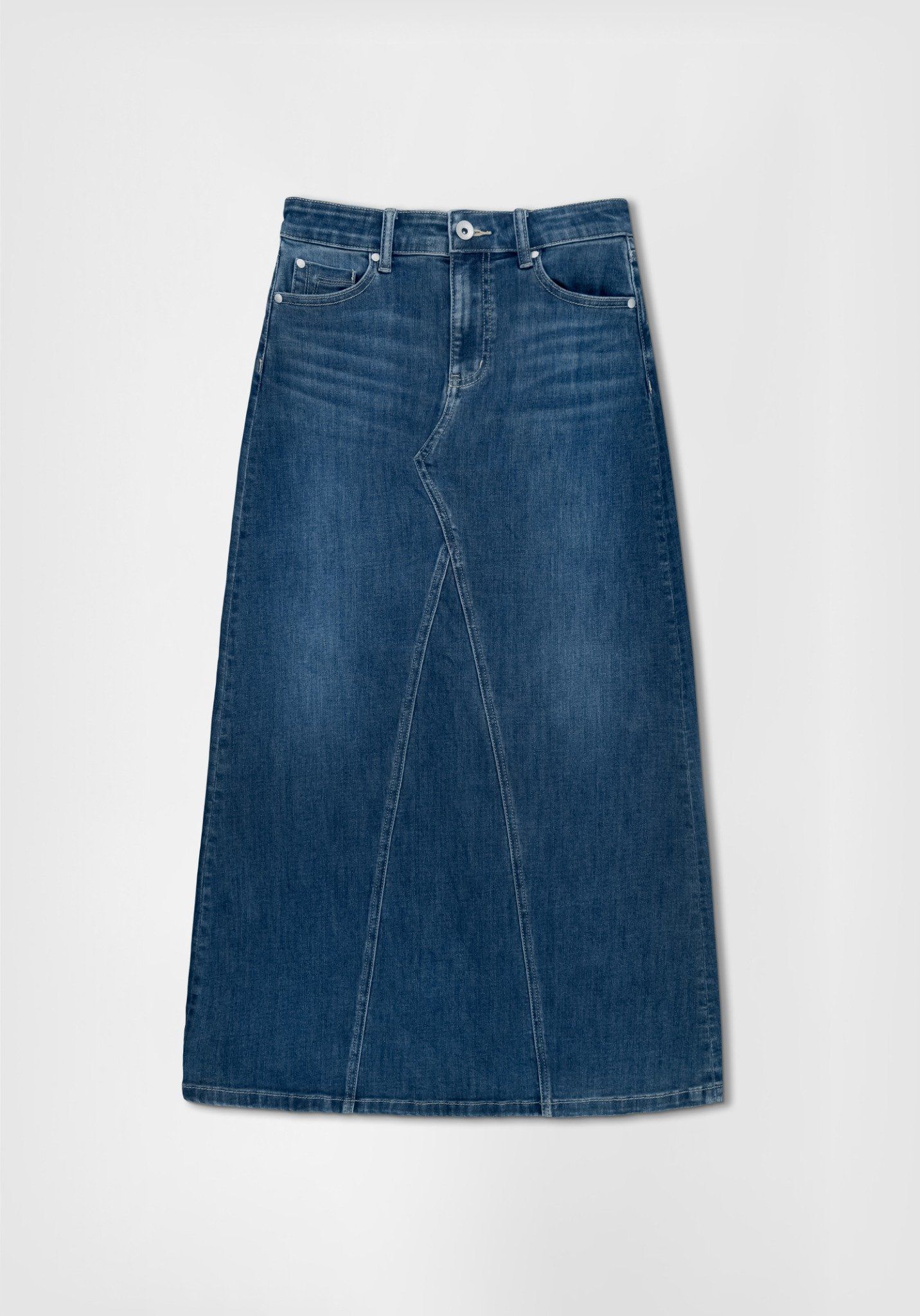 VÁY DÀI NỮ DENIM MEDIUM BLUE FORM A - 224WD1115F2