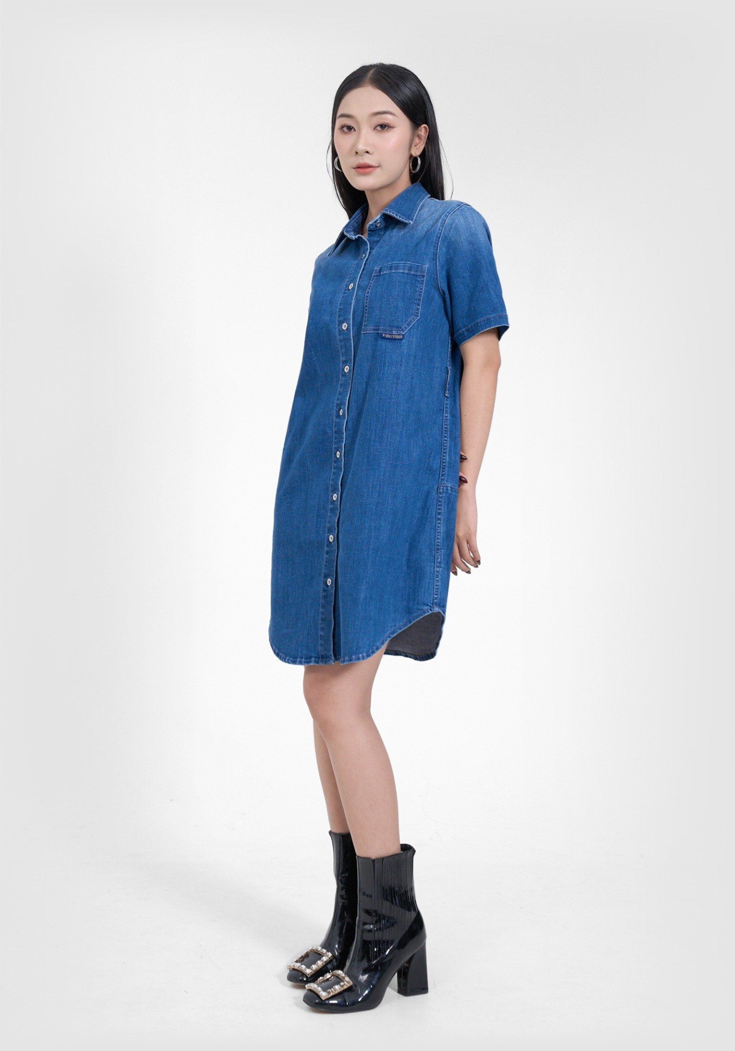 Đầm Sơ Mi Nữ Dáng Suông Rộng - Women's Loose Fit Shirt Dress - 224WD1125F1