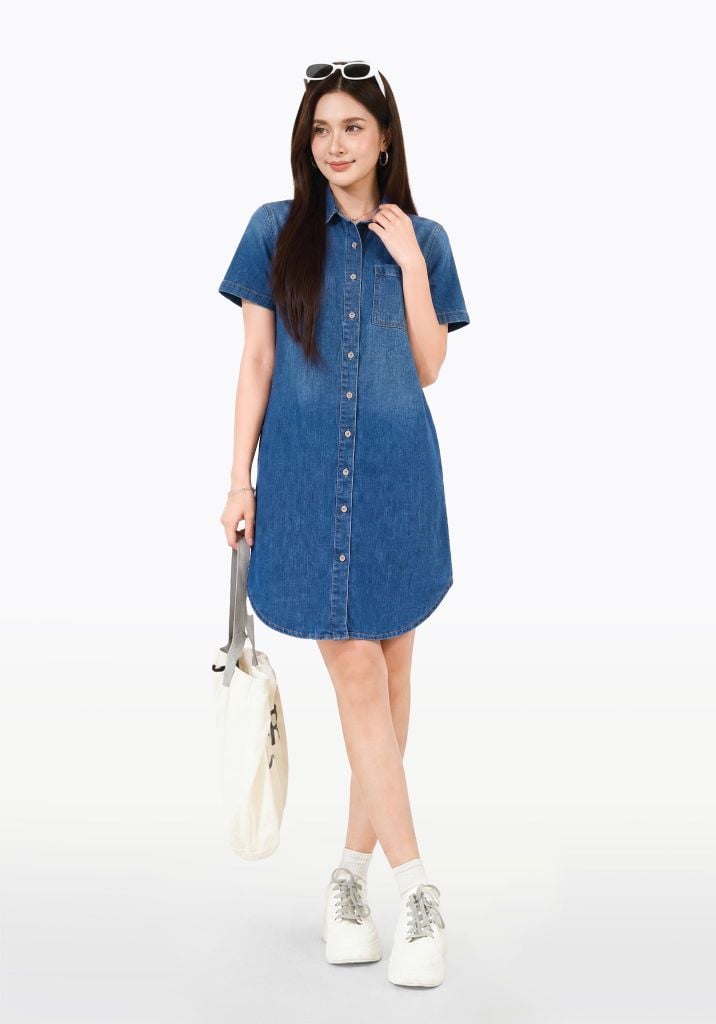 Đầm Sơ Mi Nữ Dáng Suông Rộng - Women's Loose Fit Shirt Dress - 224WD1125F1