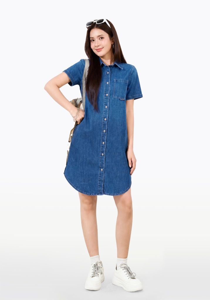 Đầm Sơ Mi Nữ Dáng Suông Rộng - Women's Loose Fit Shirt Dress - 224WD1125F1