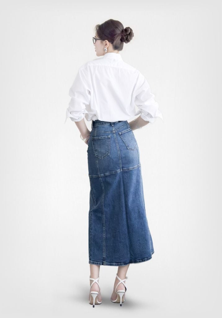 Váy Nữ Denim Xanh Trung Form Midi - 224WD2115F1
