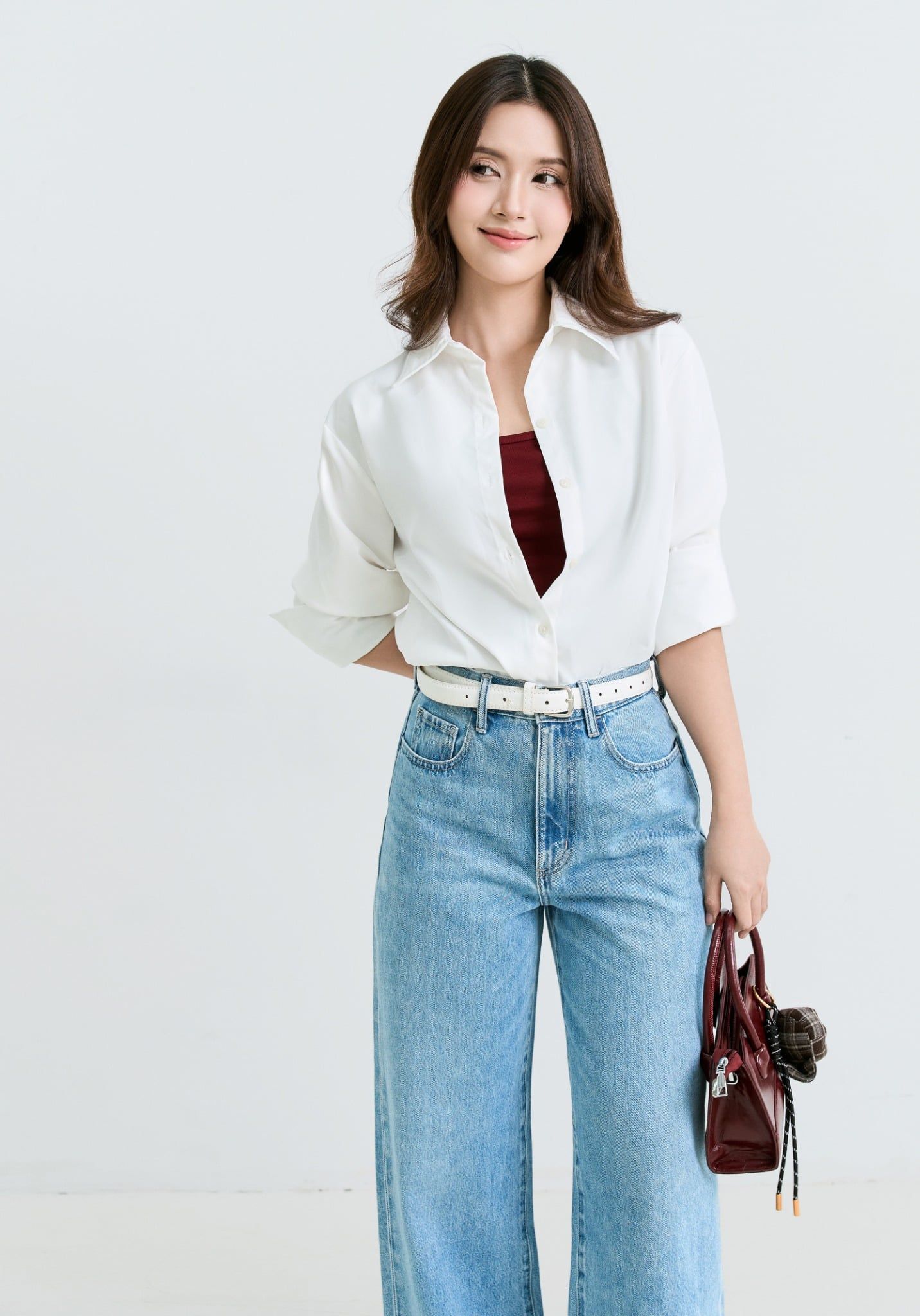 QUẦN DÀI NỮ DENIM DÁNG RELAX CROP XANH SÁNG - 225WD2080B1