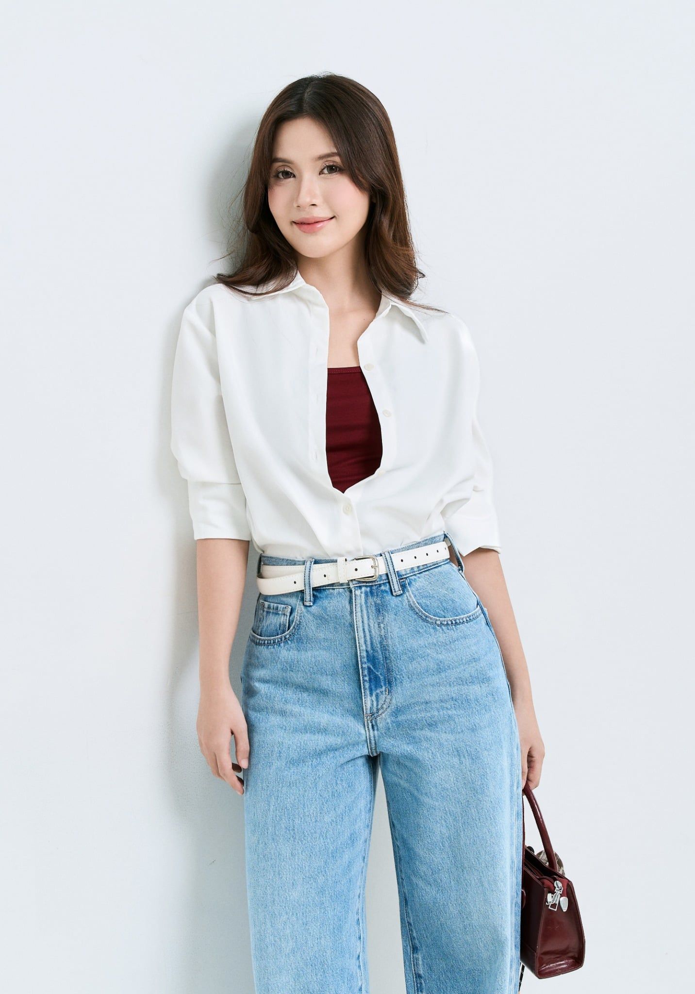 QUẦN DÀI NỮ DENIM DÁNG RELAX CROP XANH SÁNG - 225WD2080B1