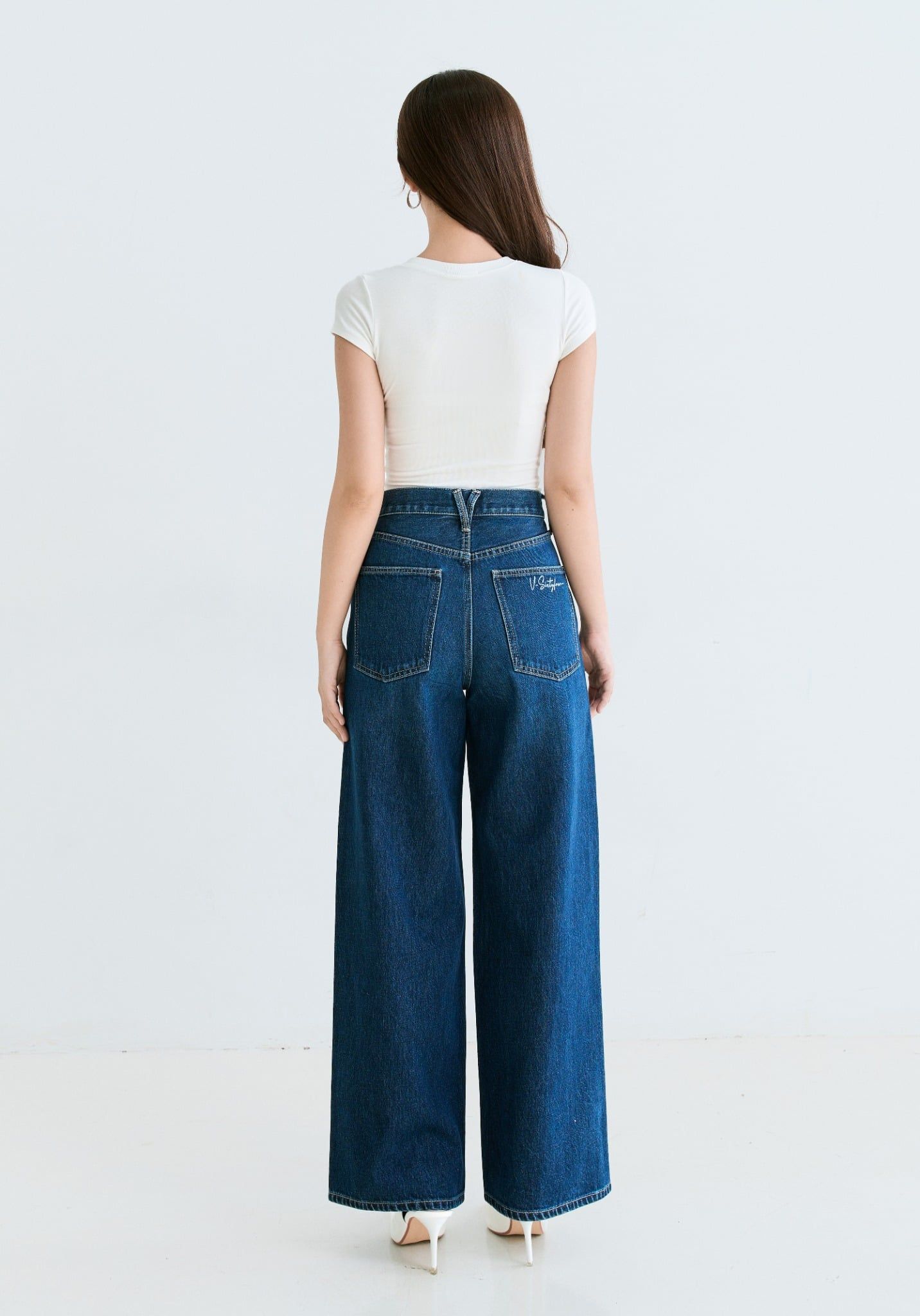 QUẦN DÀI NỮ DENIM DÁNG RELAX CROP XANH ĐẬM - 225WD2080B1