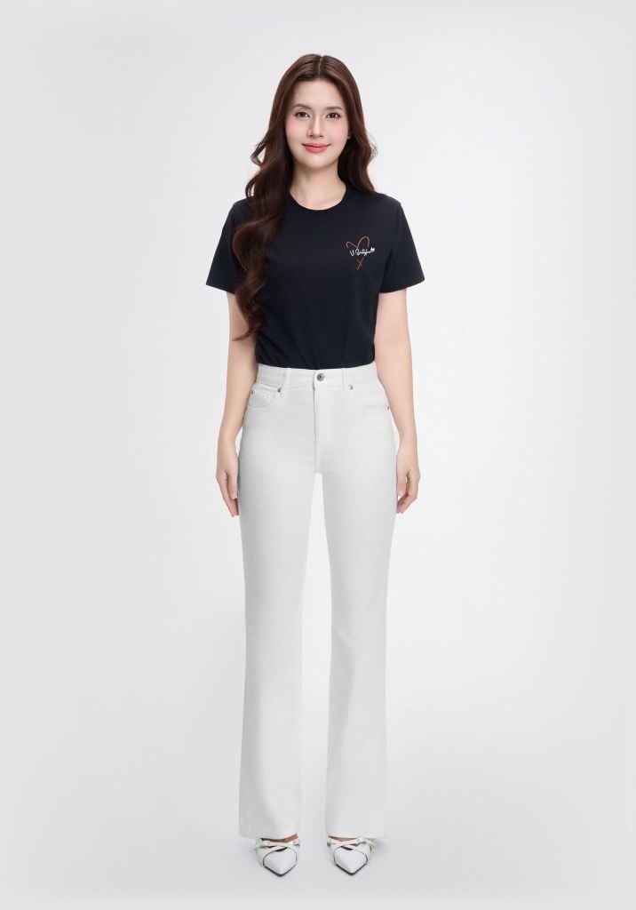 QUẦN DÀI DENIM NỮ DÁNG LOE MÀU TRẮNG (DÀI 102 CM) - 225WD2084B2