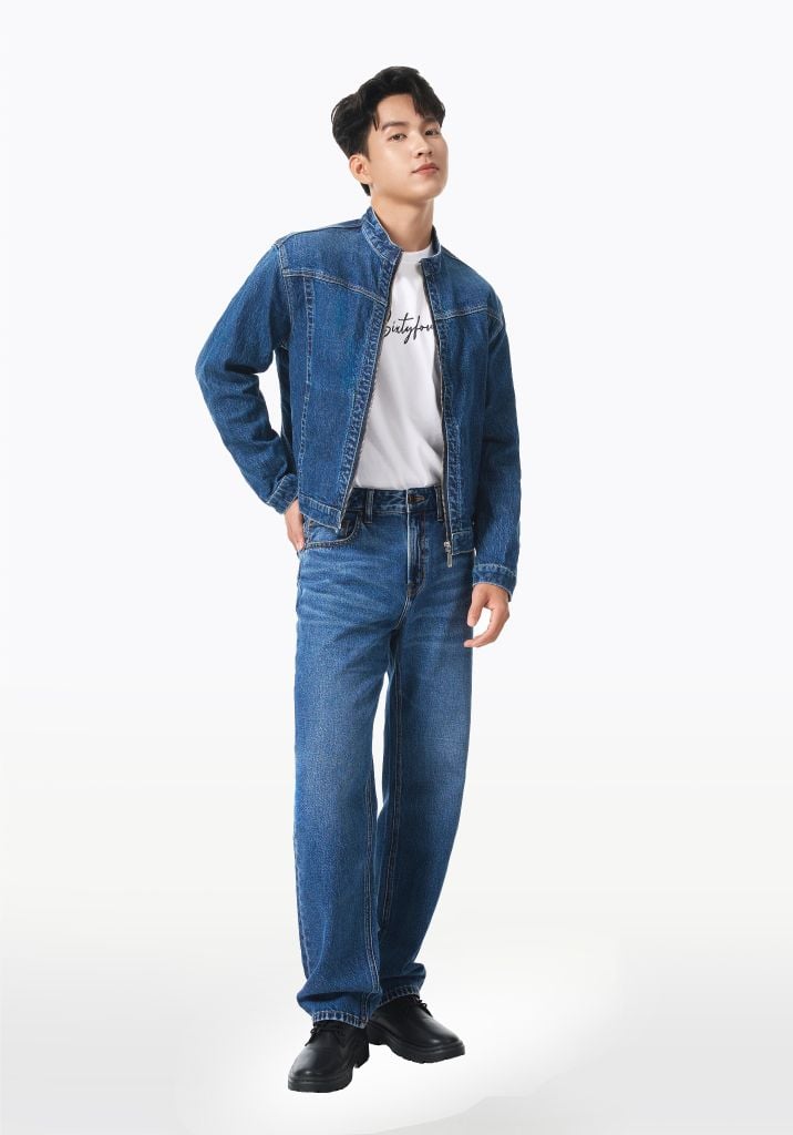 ÁO KHOÁC DENIM NAM ZIPPER MÀU XANH ĐẬM – 126MD3049F1970