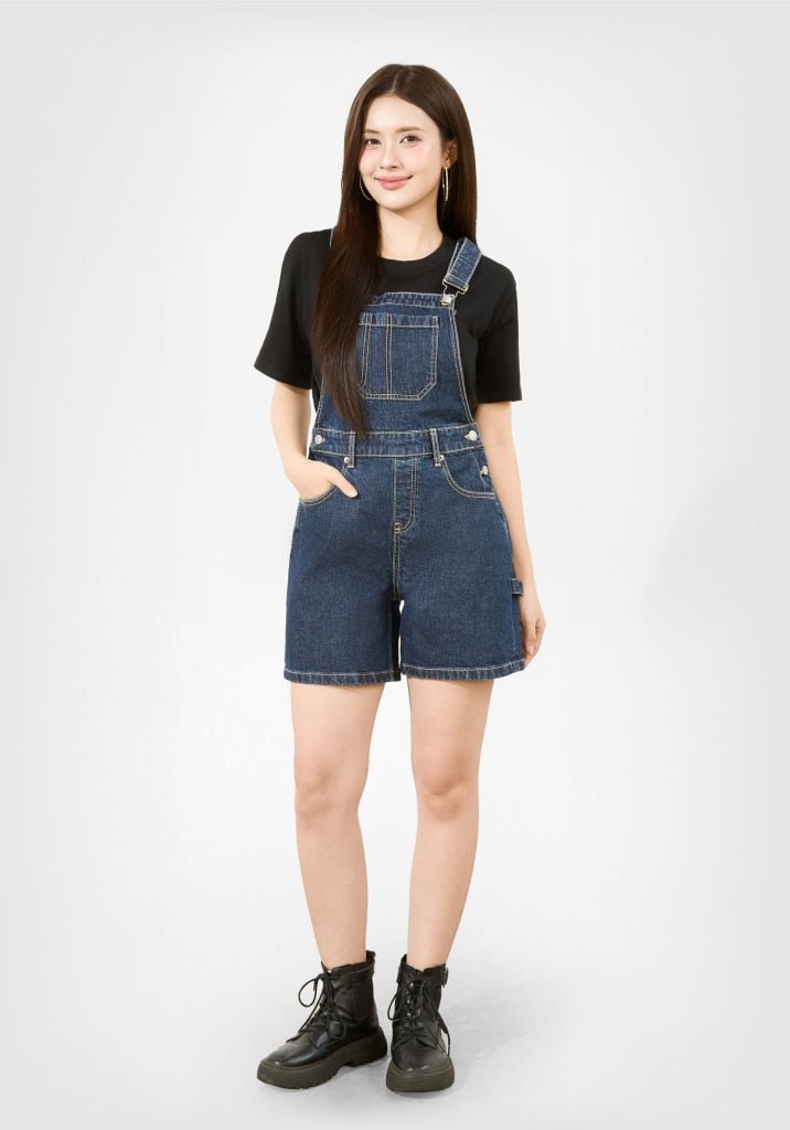 QUẦN YẾM DENIM DÁNG NGẮN MÀU XANH ĐẬM - 126WD1131F2