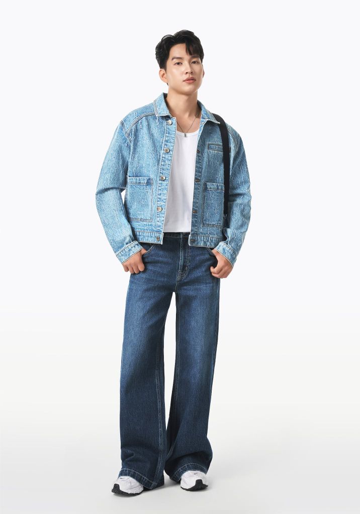 QUẦN JEANS NAM DÁNG RELAX MÀU XANH ĐẬM - 126MD3085F1