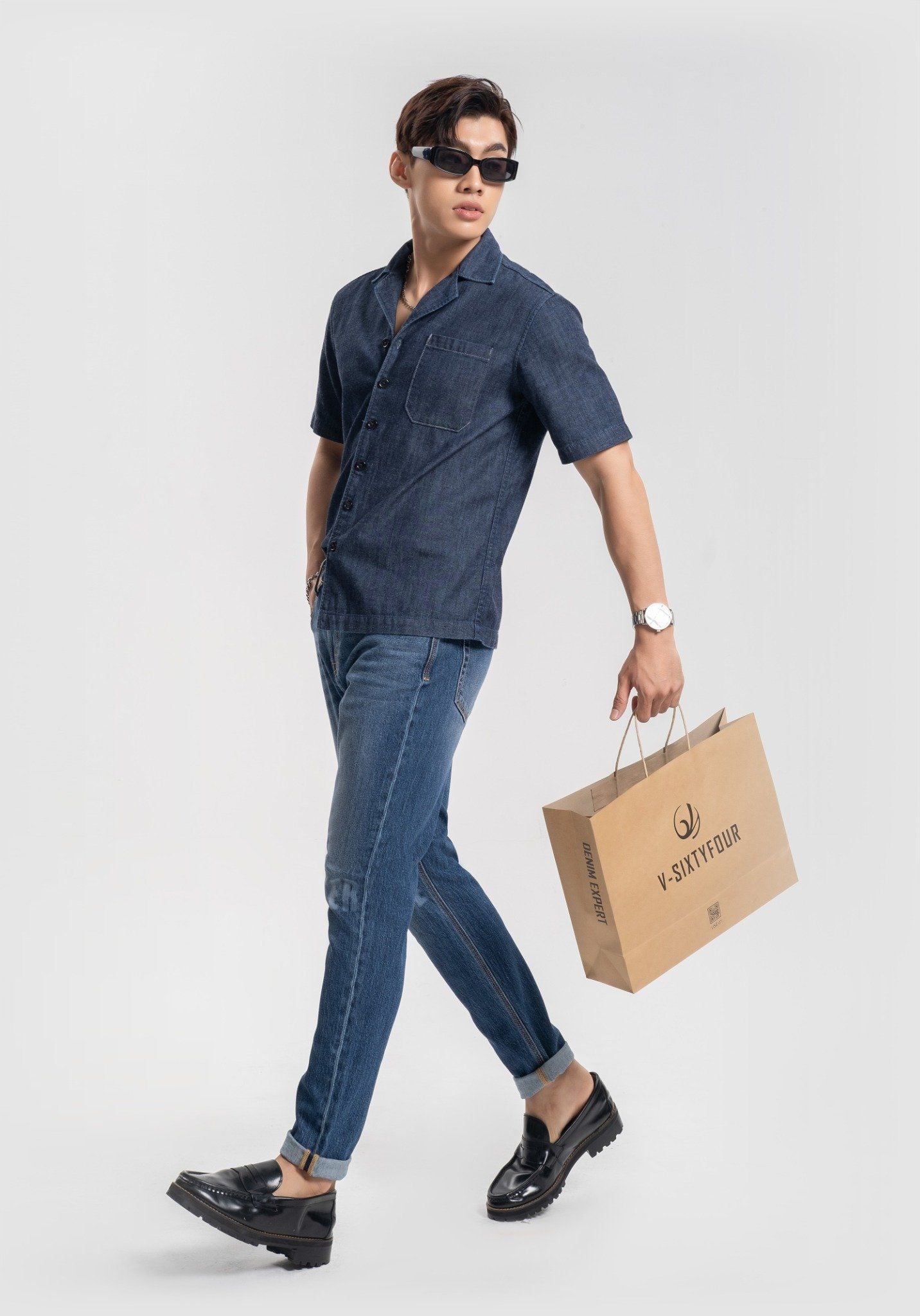 Áo Sơ Mi Cổ Sam Dáng Rộng Tay Ngắn - Short Sleeve Collar Shirt - 222MD4033B1