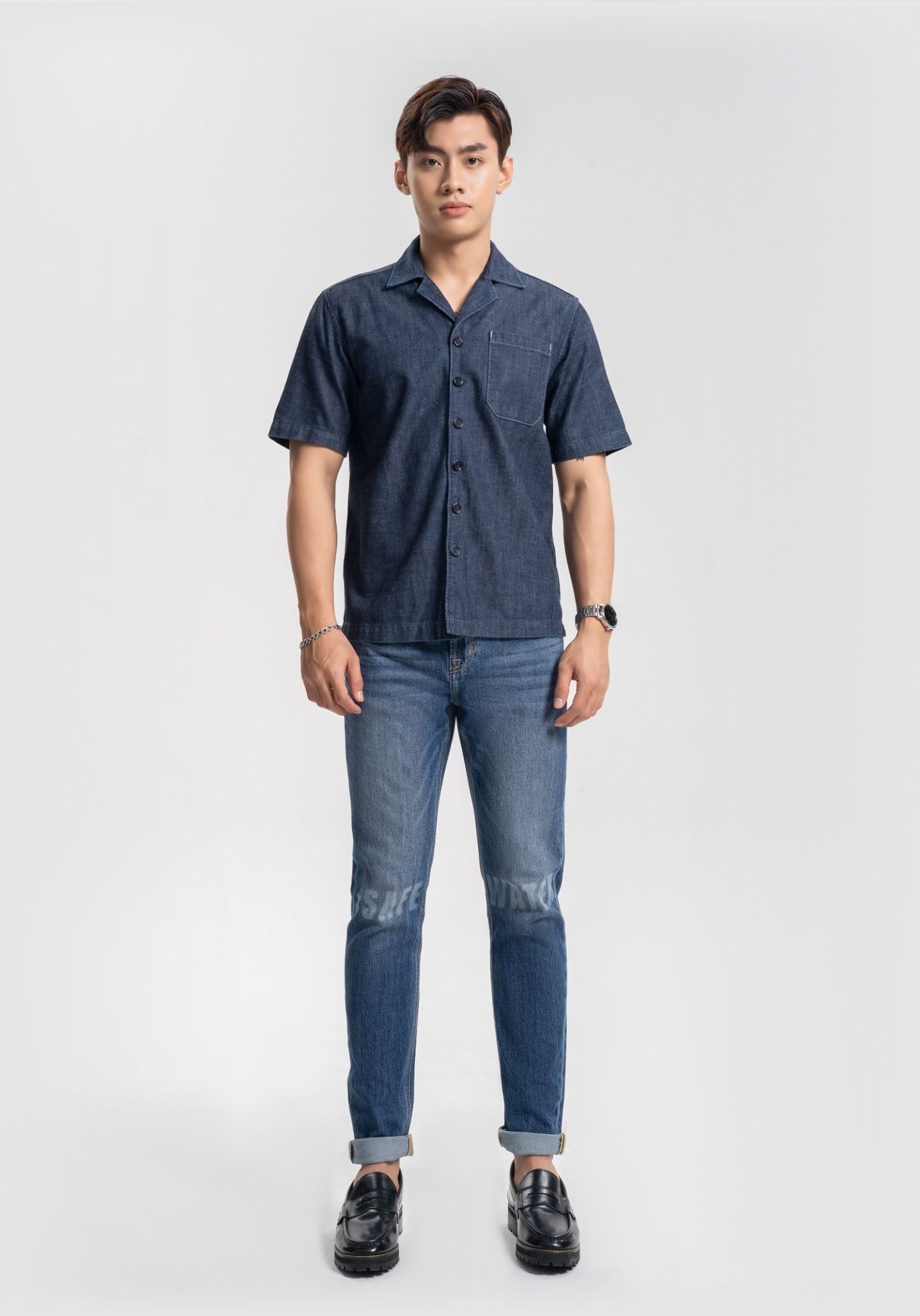 Áo Sơ Mi Cổ Sam Dáng Rộng Tay Ngắn - Short Sleeve Collar Shirt - 222MD4033B1