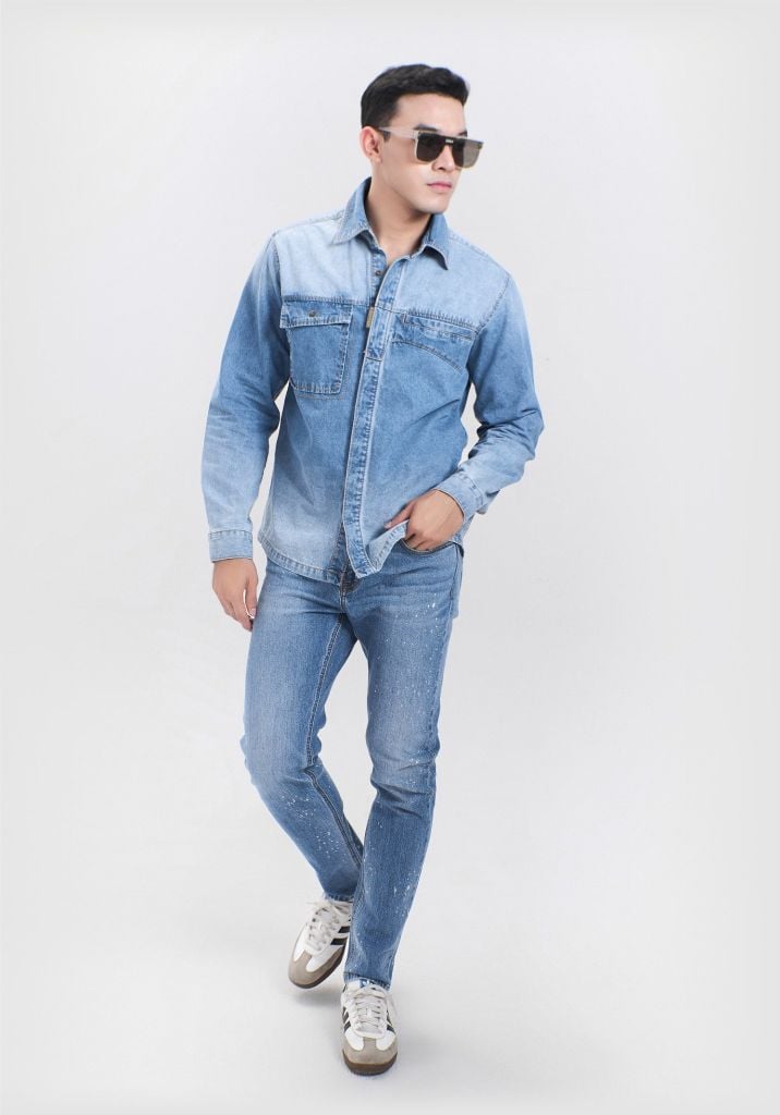 Áo Sơ Mi Tay Dài Dáng Vừa Màu Med Blue. Med Blue Medium Long Sleeve Shirt - 223MD3039F1