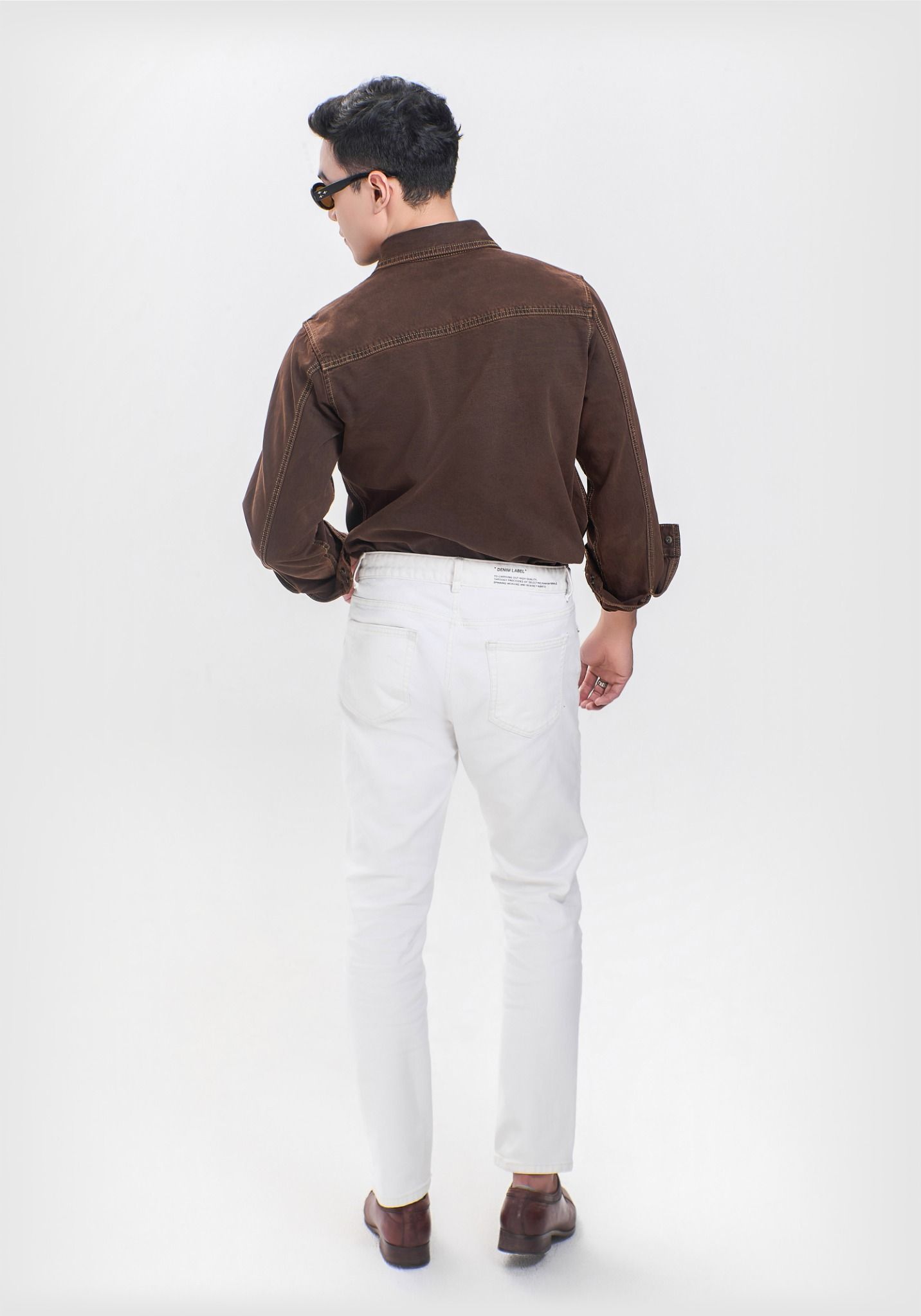 Áo Sơ Mi Tay Dài Nhuộm Nâu Dáng Vừa. Medium Fit Brown Dyed Long Sleeve Shirt - 124MD3039F3