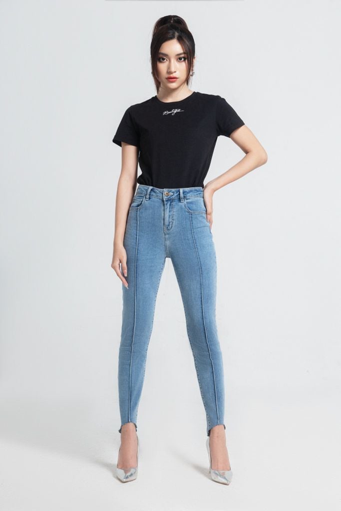 Quần Jeans Nữ Sóng Gân Dáng Ôm Phiên Bản 1. Front Seam Detail Skinny Jeans (1st Version) - 121WD2081F5