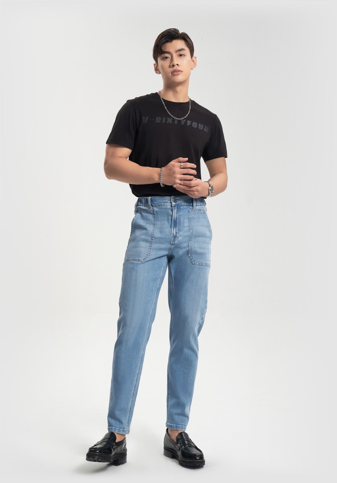 Quần Jeans Nam Dáng Jogger Lưng Thun. Elastic Waist Jogger Jeans for Men - 222MD4088F1