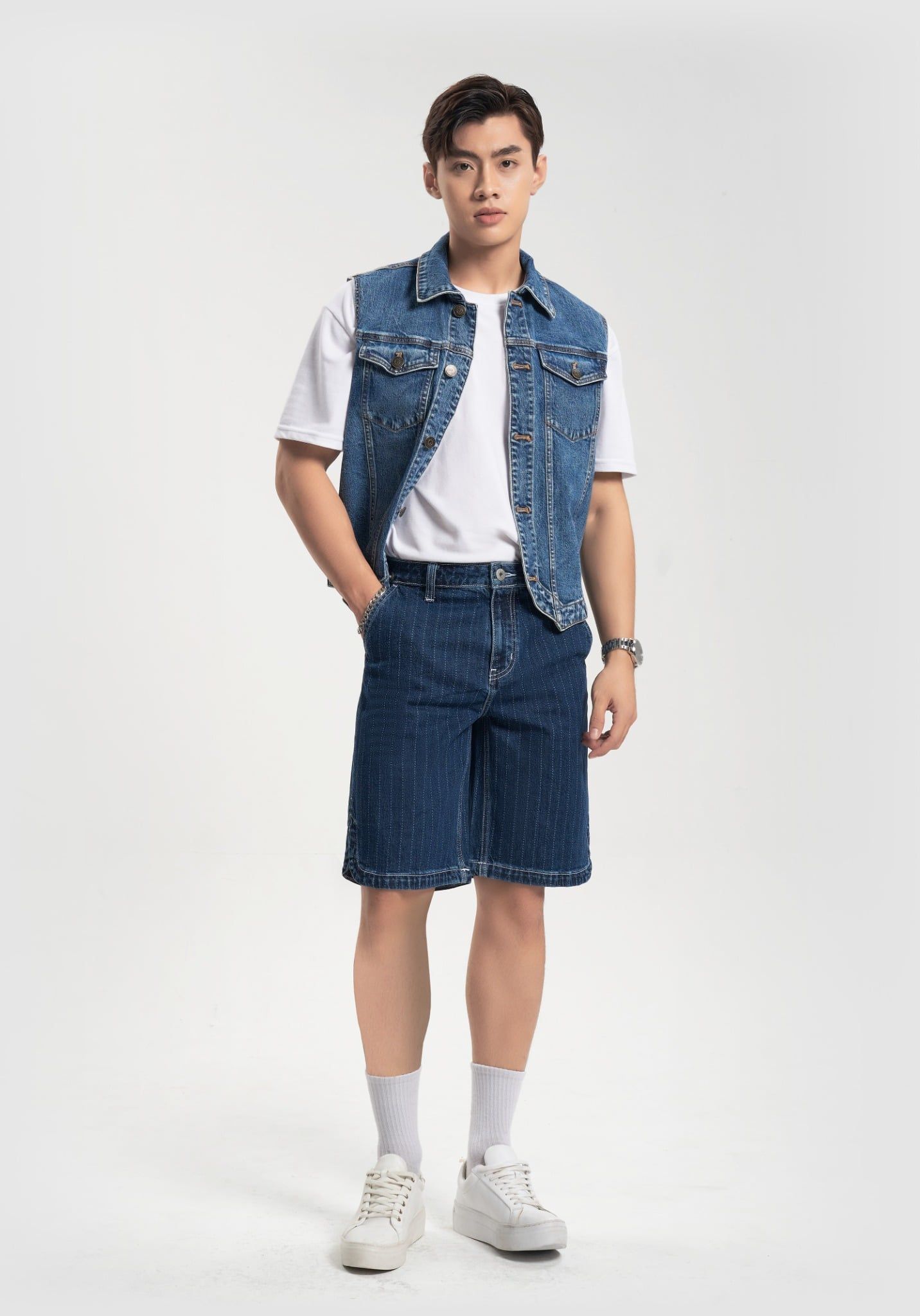 Quần Shorts Nam Kiểu Dáng Thể Thao. Shorts Denim Men's Sports - 223MD3104F1