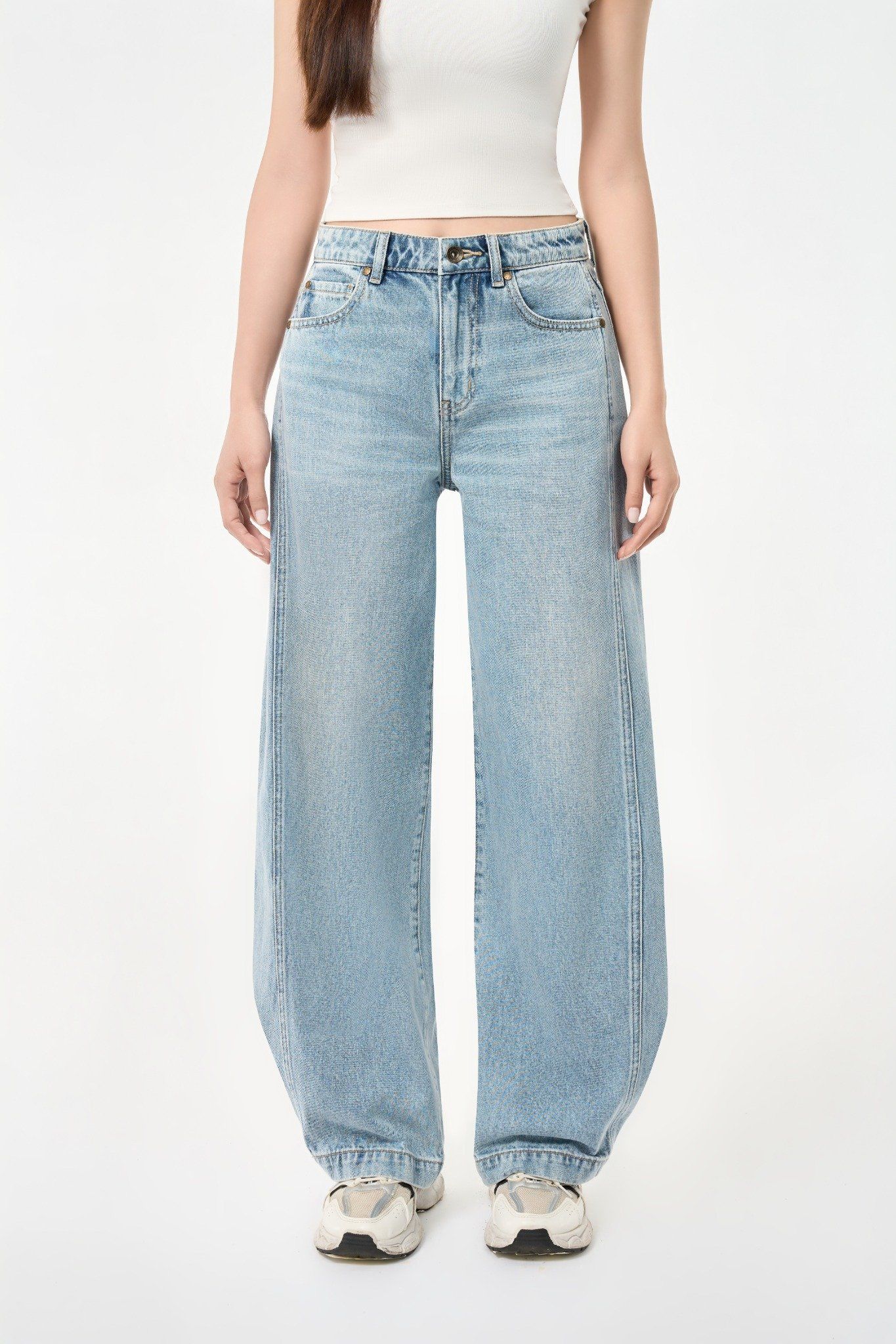 QUẦN DÀI NỮ DENIM LIGHT BLUE  FORM WIDELEG - 125WD1085F5