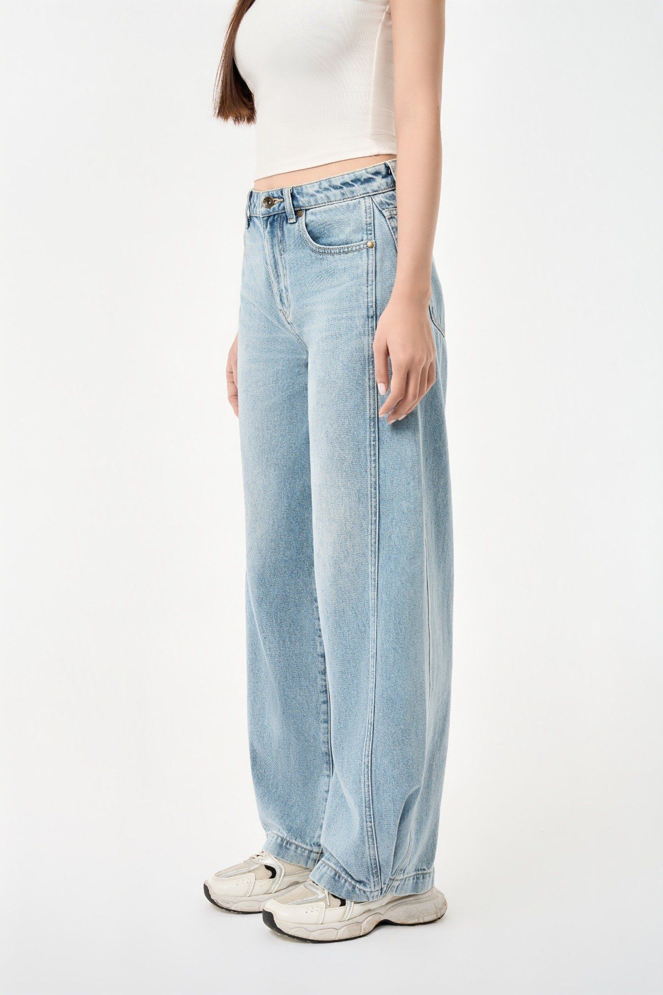 QUẦN DÀI NỮ DENIM LIGHT BLUE  FORM WIDELEG - 125WD1085F5
