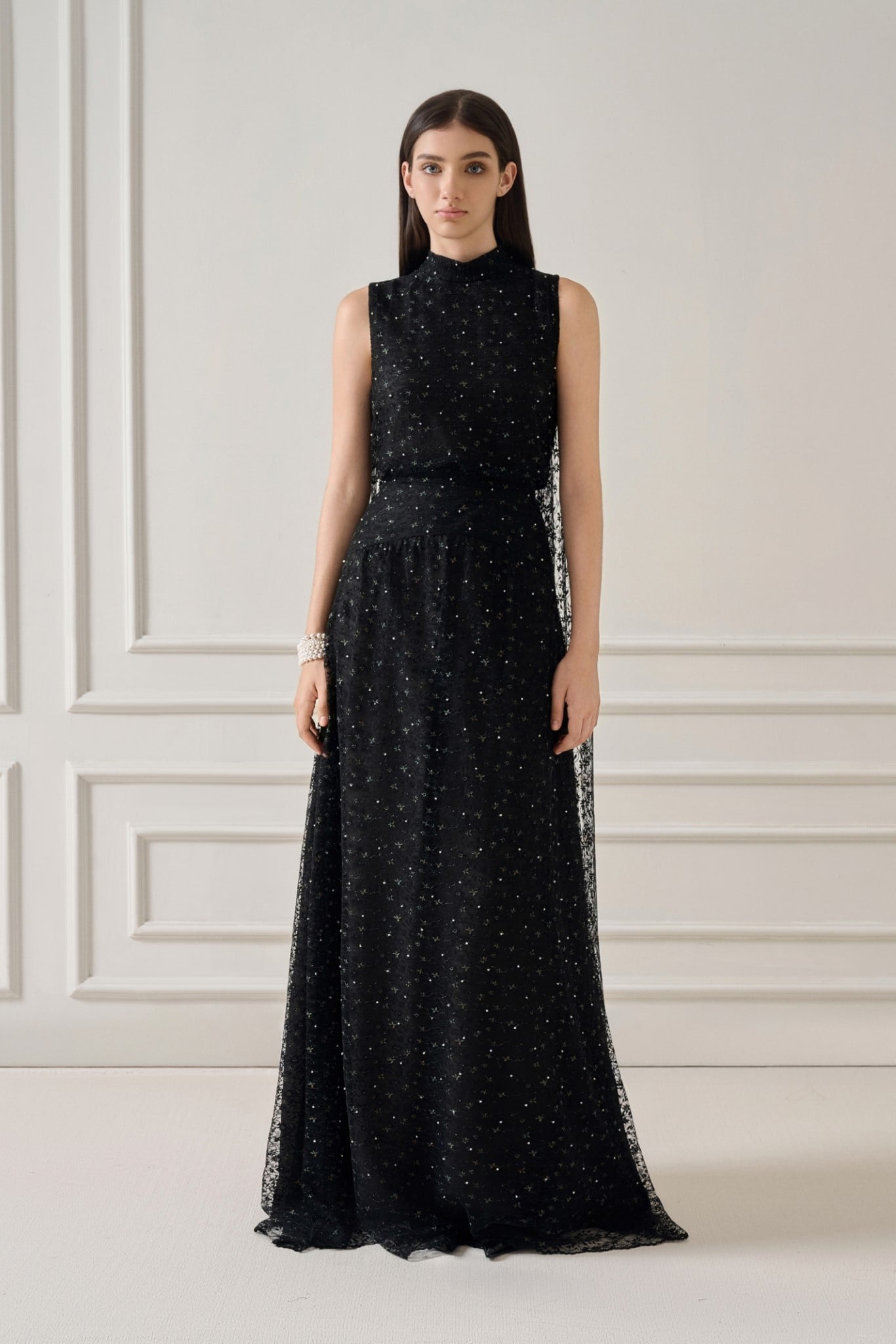  ZUKA LACE EFFECT SCRAF LONG DRESS 