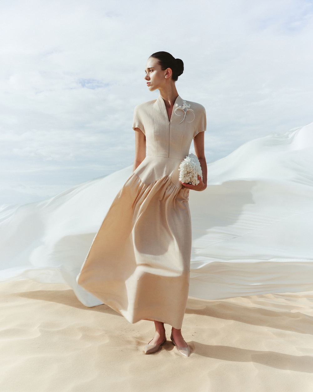  ELORIA SHIRT-COLLAR MIDI DRESS 