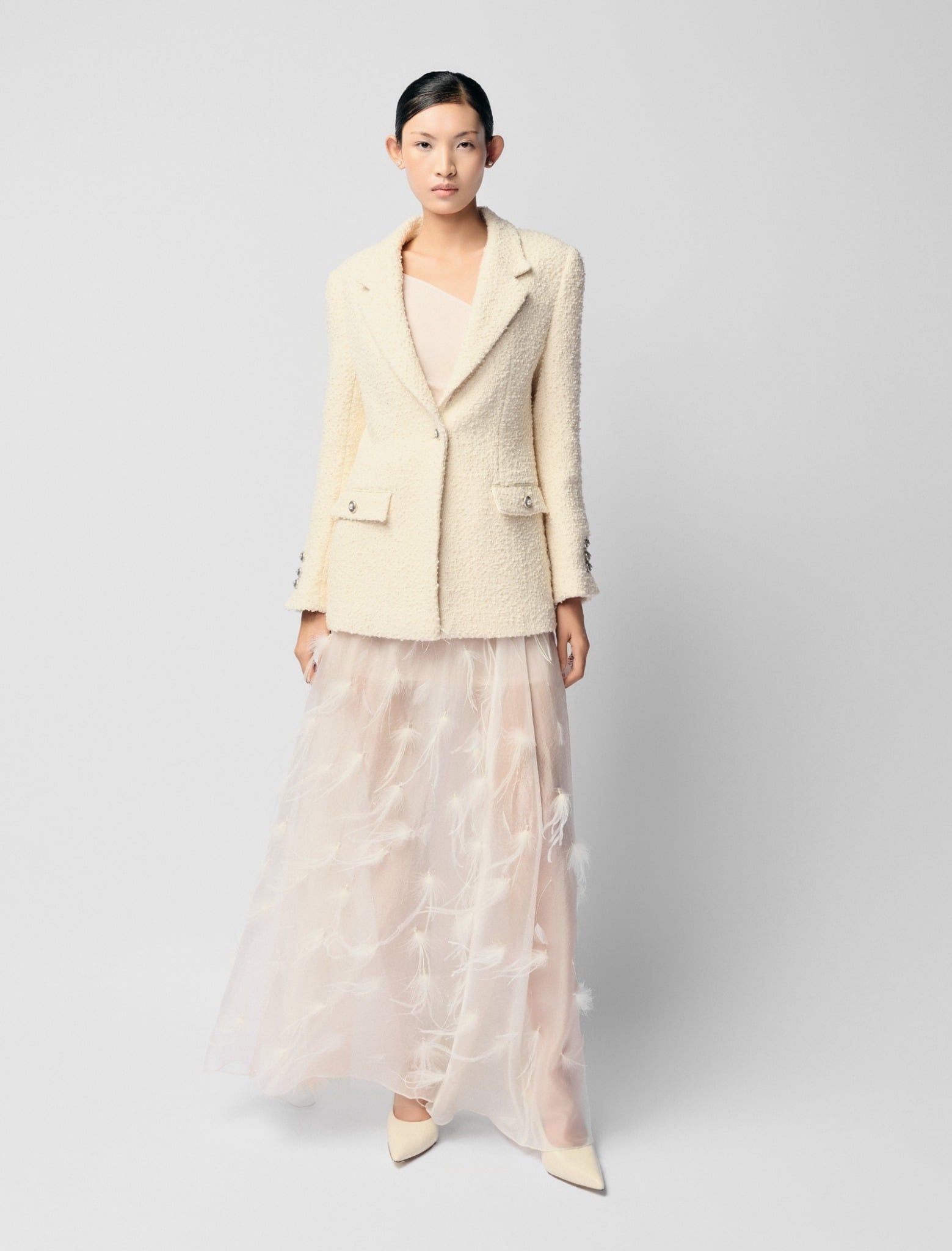 MILAN EMB FEATHER SKIRT