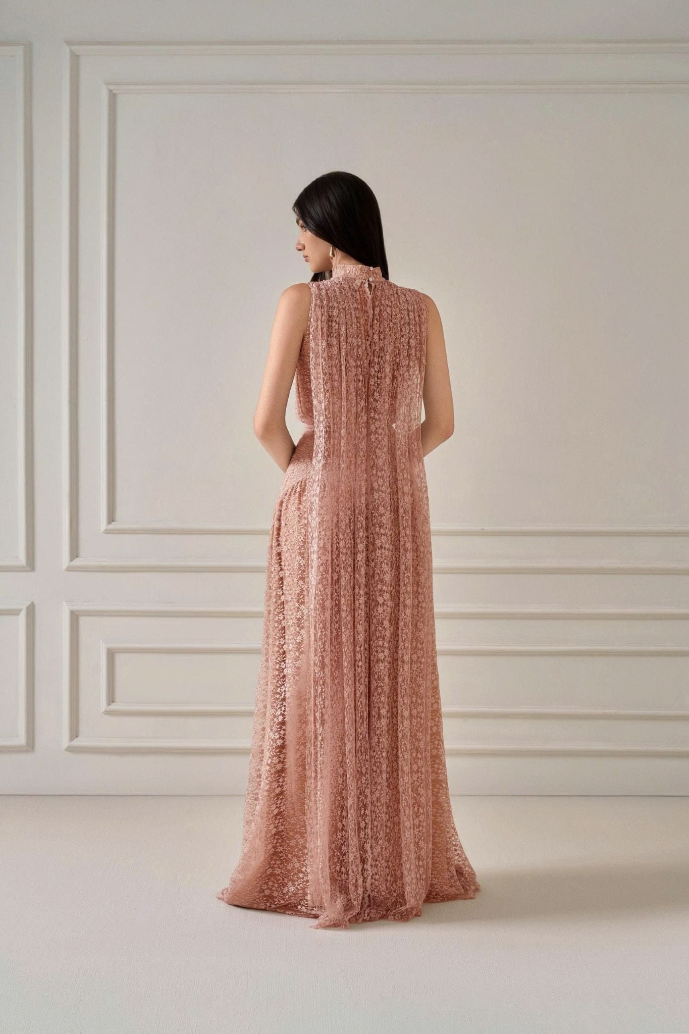 ZUKA LACE EFFECT SCRAF LONG DRESS