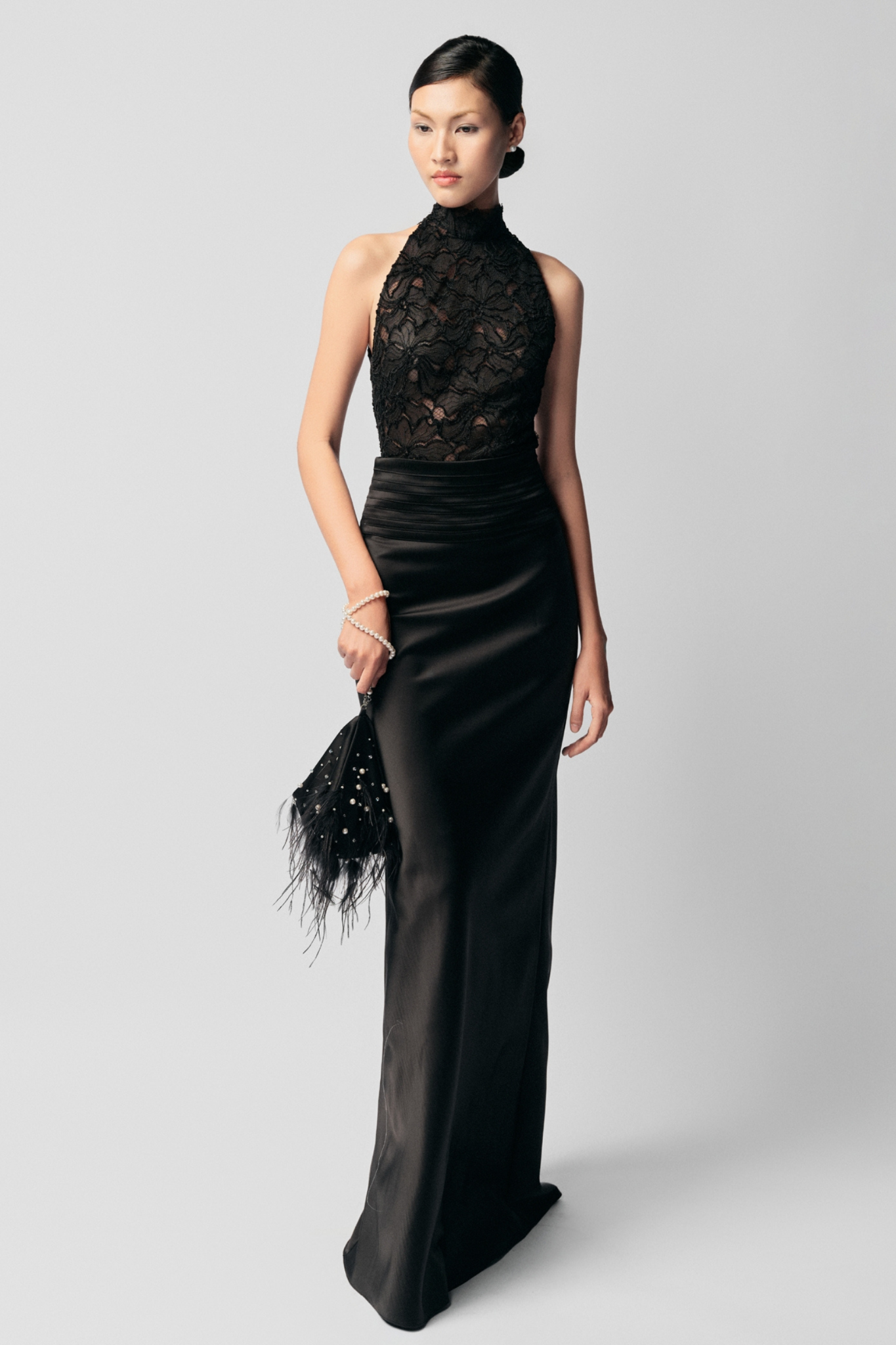  RUCHED WAIST COLUMN SKIRT 