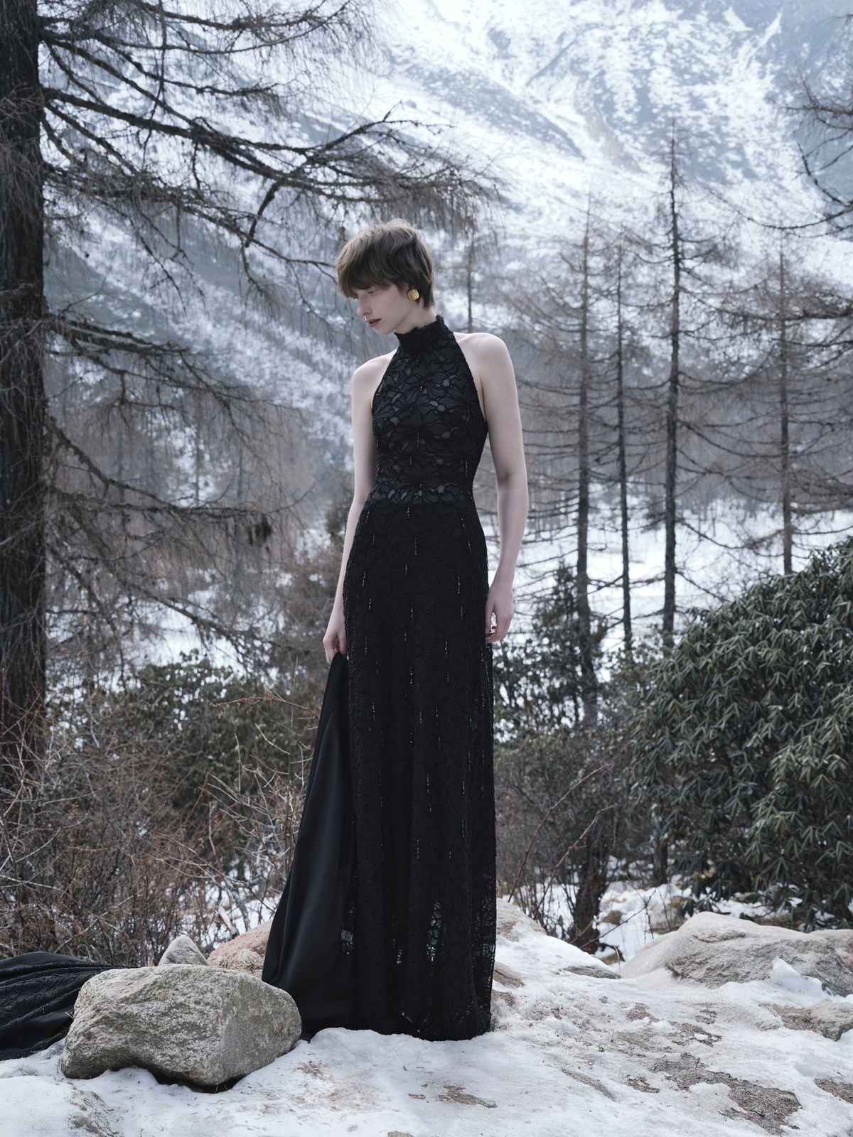  LILIAN HALTER-NECK LONG DRESS 