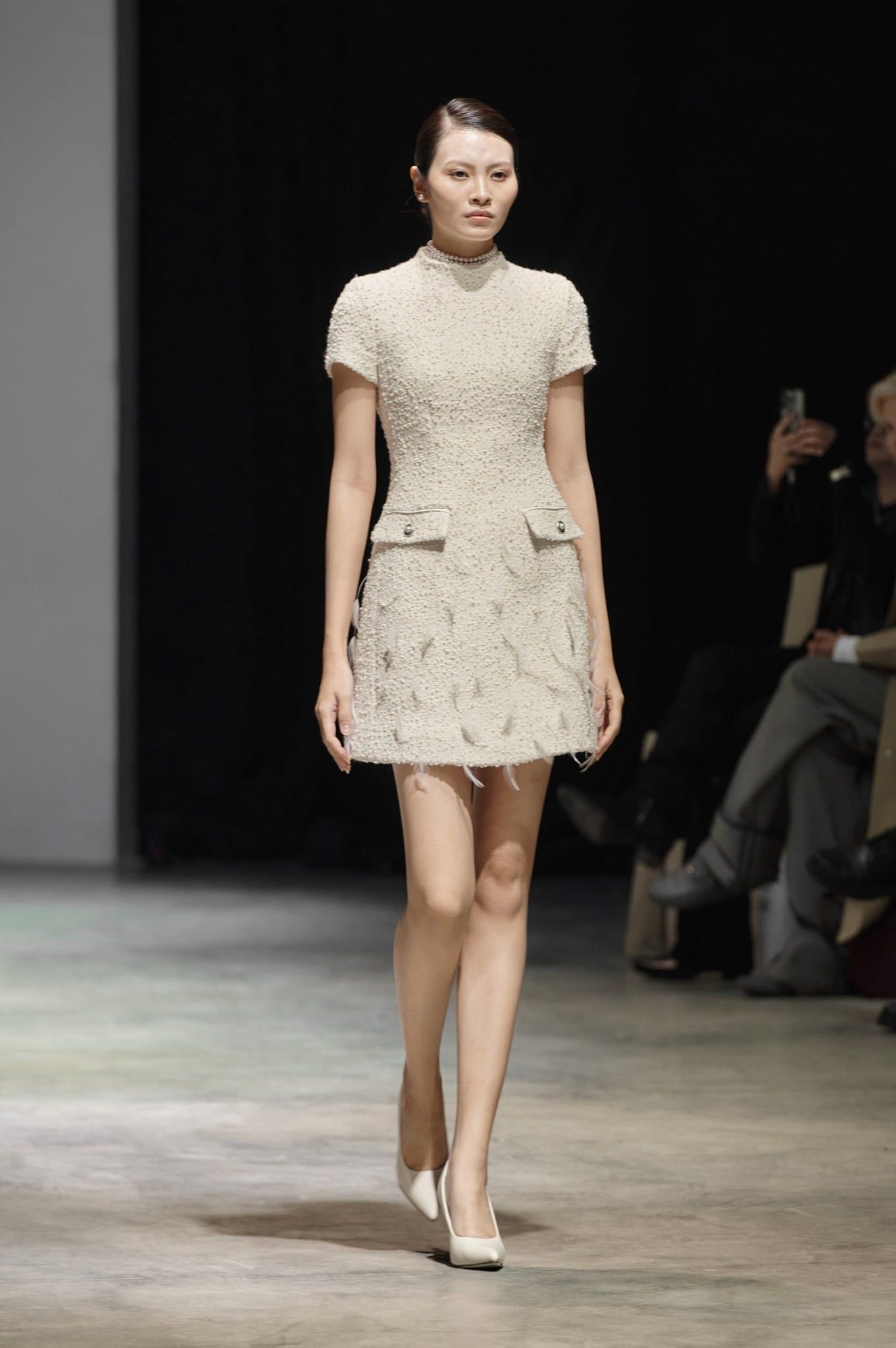 MOGAN EMB MINI DRESS