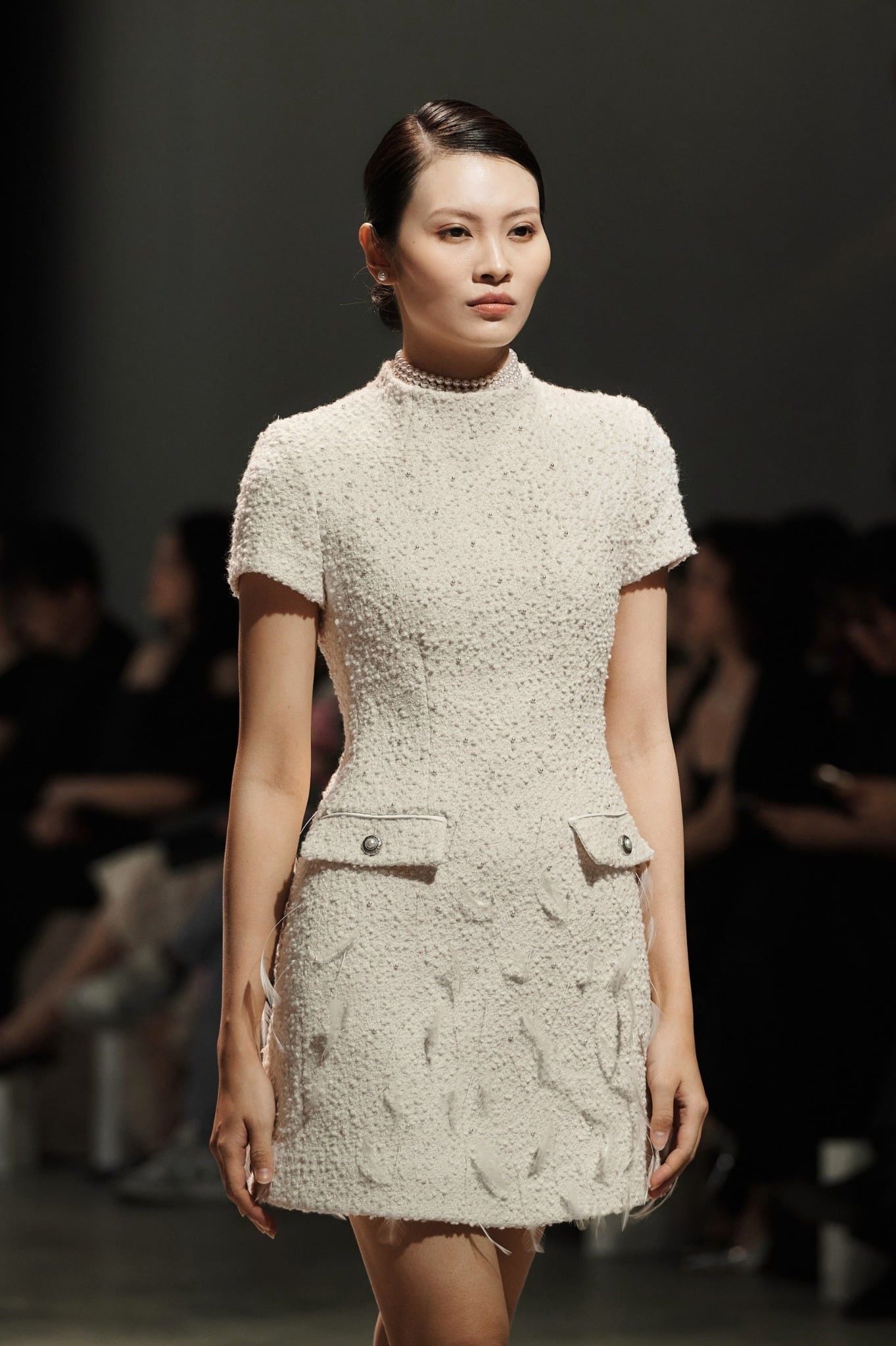 MOGAN EMB MINI DRESS