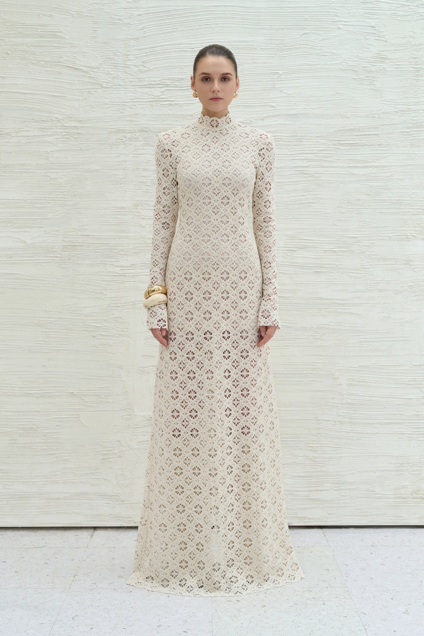  BINNAT EMB LACE LONG DRESS 