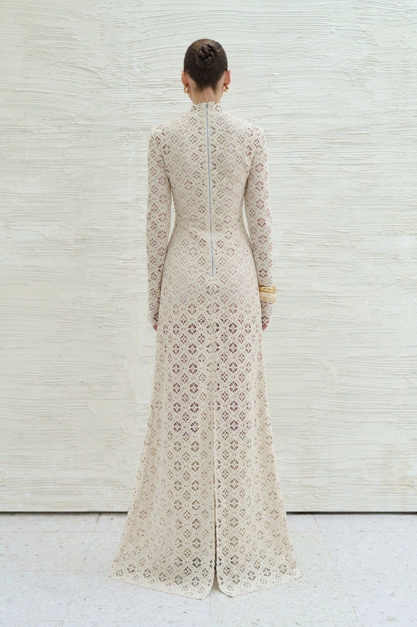 BINNAT EMB LACE LONG DRESS