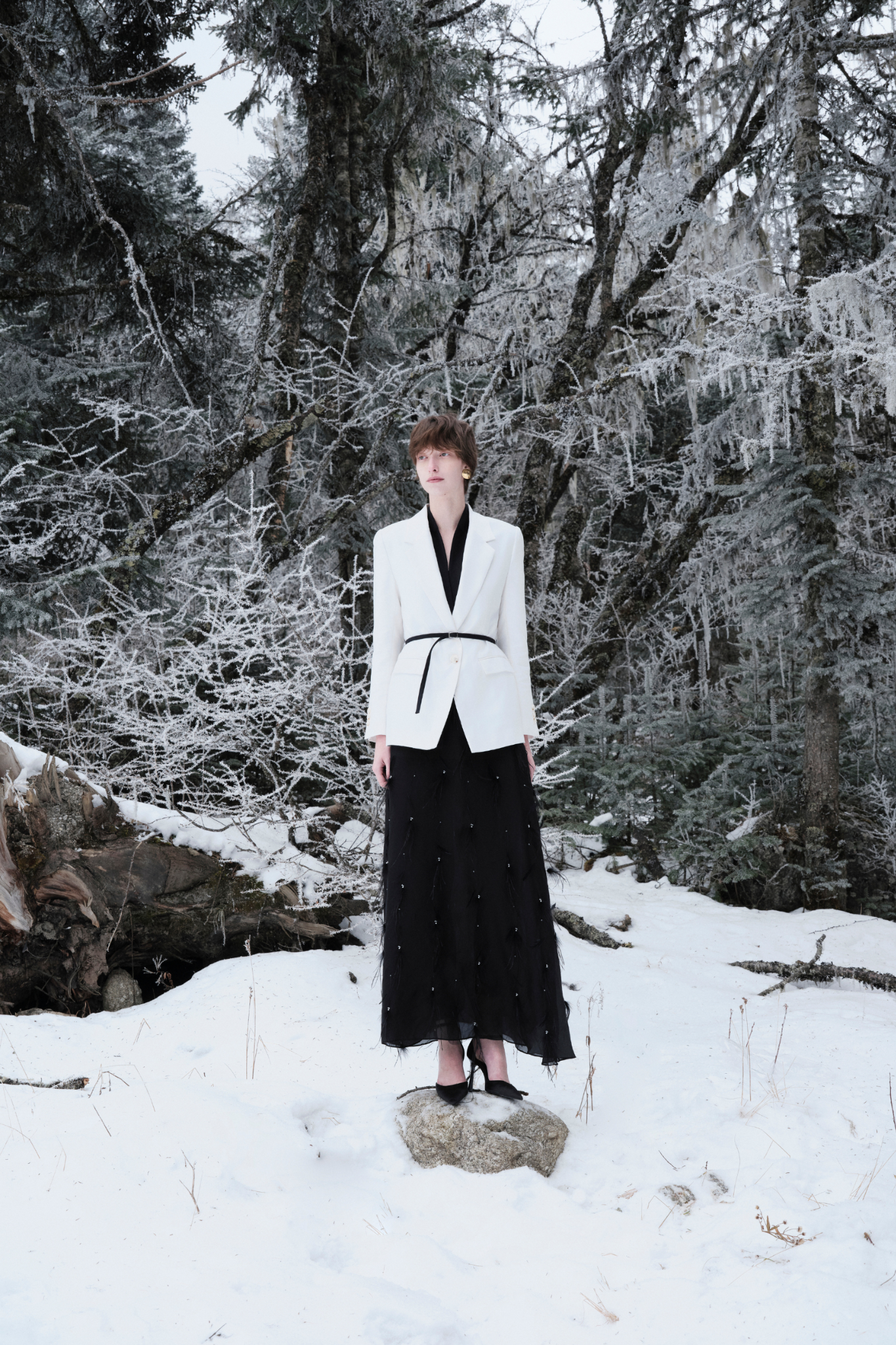  ODILE DOUBLE-LAYER NECK BLAZER 