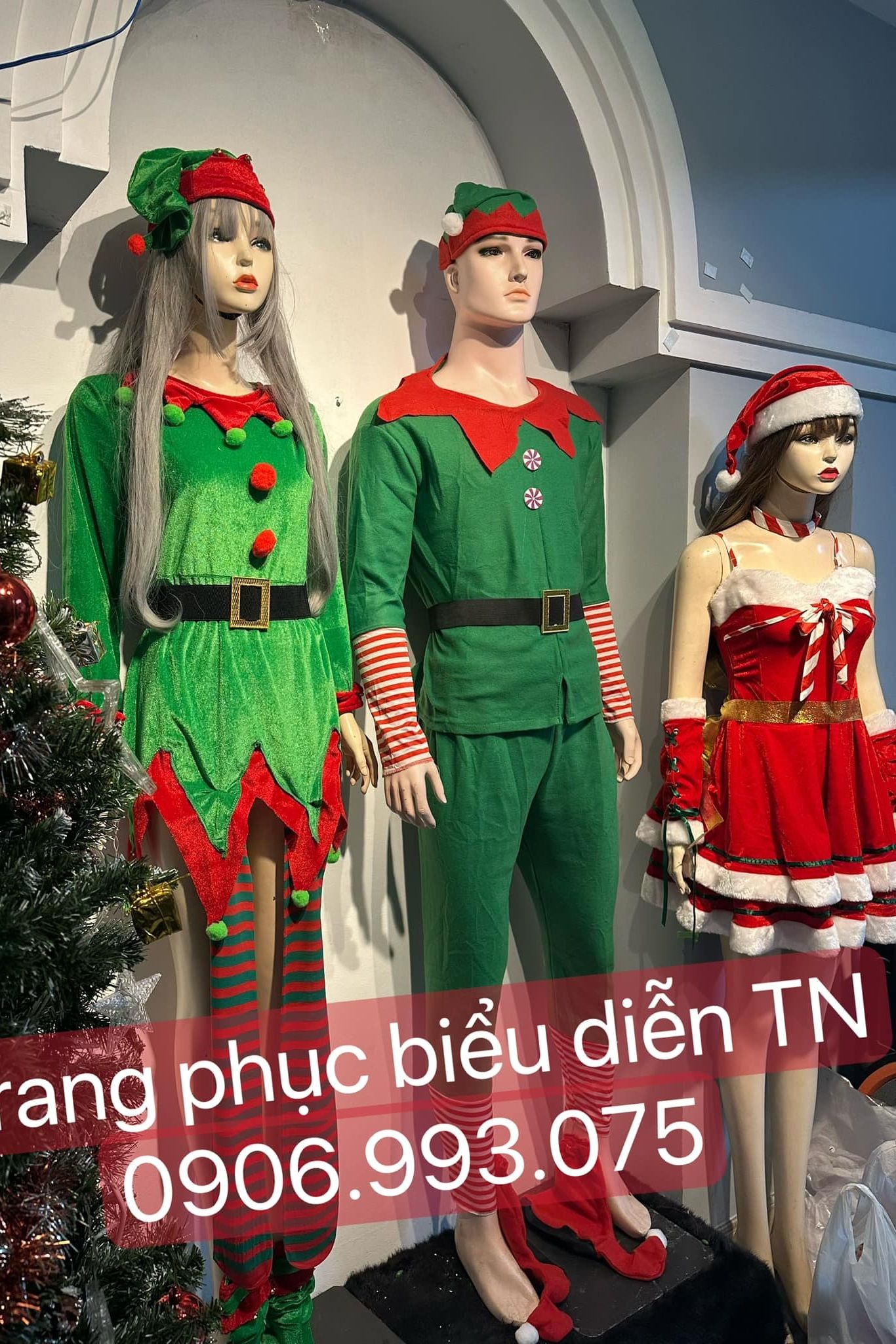 HT21 - Trang phục Noel Yêu Tinh Xanh Nam Nữ