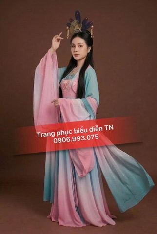  HT112 - Trang phục Hằng Nga Hồng Loang Xanh Dương 