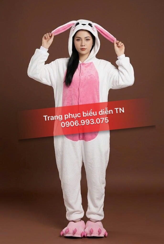 HT89B - Trang Phục Thỏ Trắng Bụng Hồng Đậm